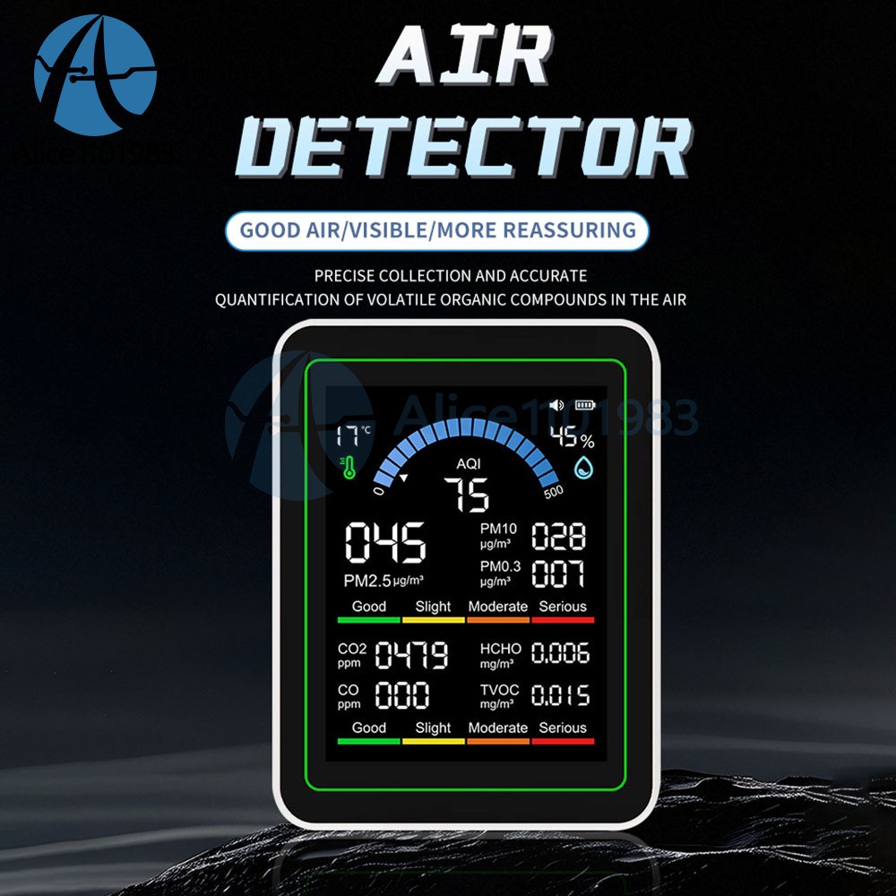 10-in-1 Air Quality Detector PM2.5 PM10 PM HCHO TVOC CO CO2 Formaldehyde Monitor