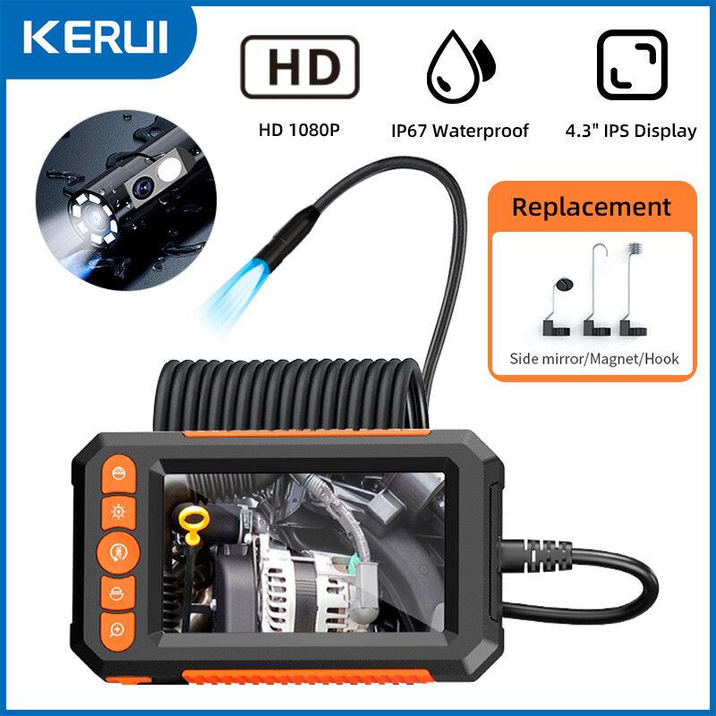 1080P HD Industrial Endoscope LCD 4.3” 8mm Inspection Snake Camera Borescope US