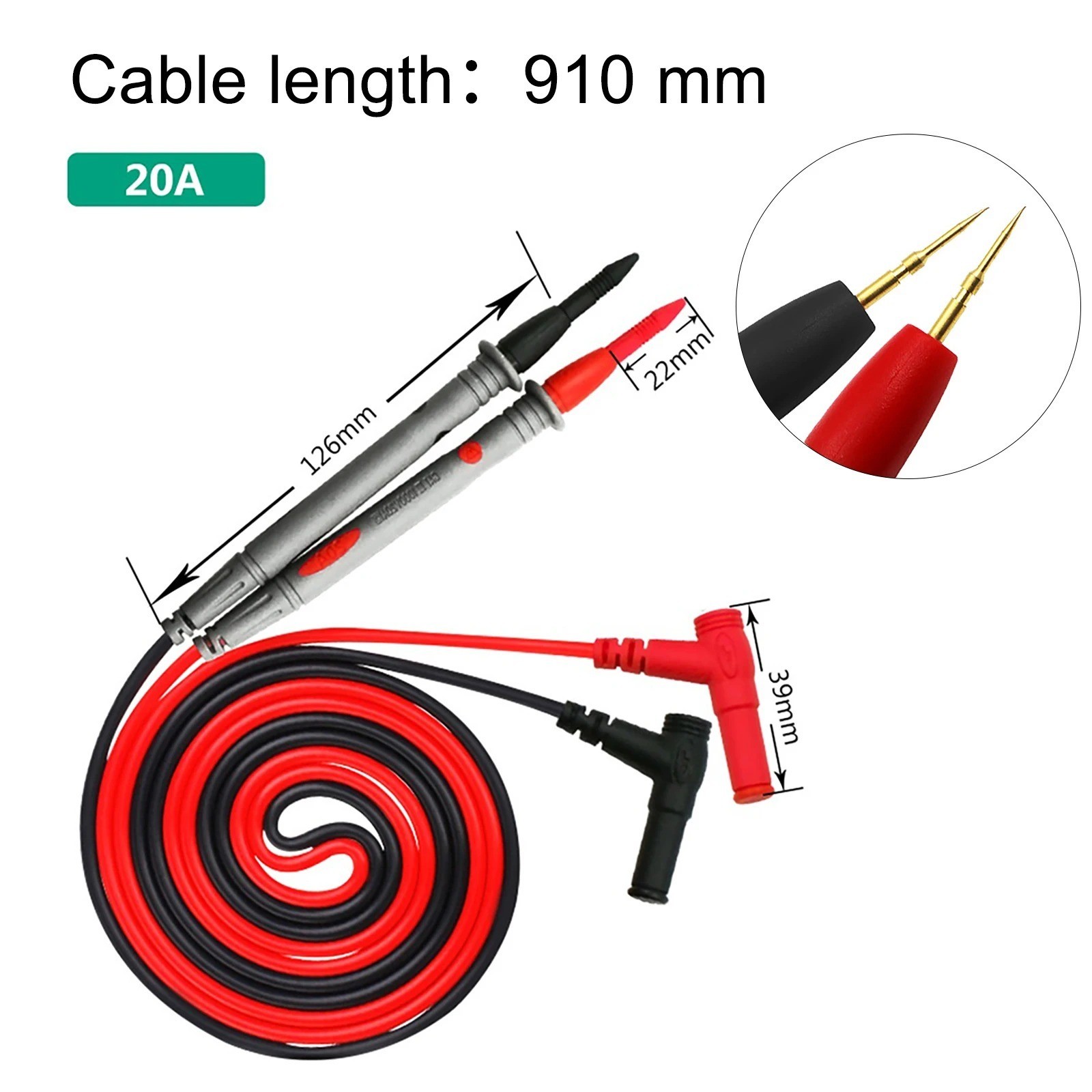 20A 1000V Multimeter Test Leads – Ultra-Fine Needle Probes for Digital Meters