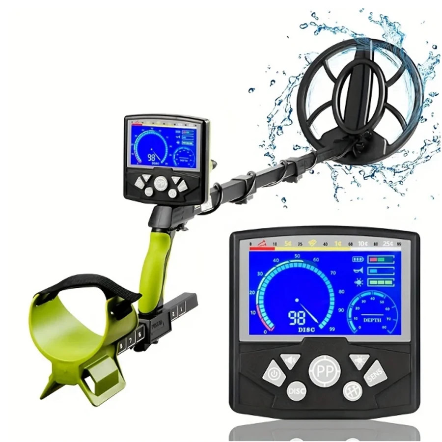 Metal Detector Adults Waterproof 10in Coil LCD Pinpointer Gold Treasure Hunt