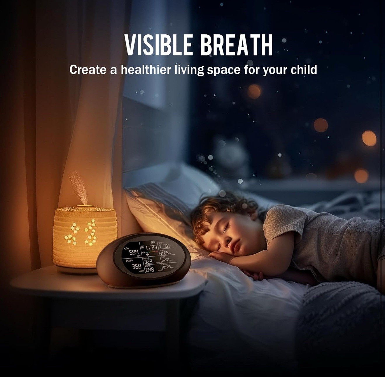 12-in-1 Air Quality Monitor Indoor, Portable Air Quality Monitor, CO2 PM1.0 HCHO