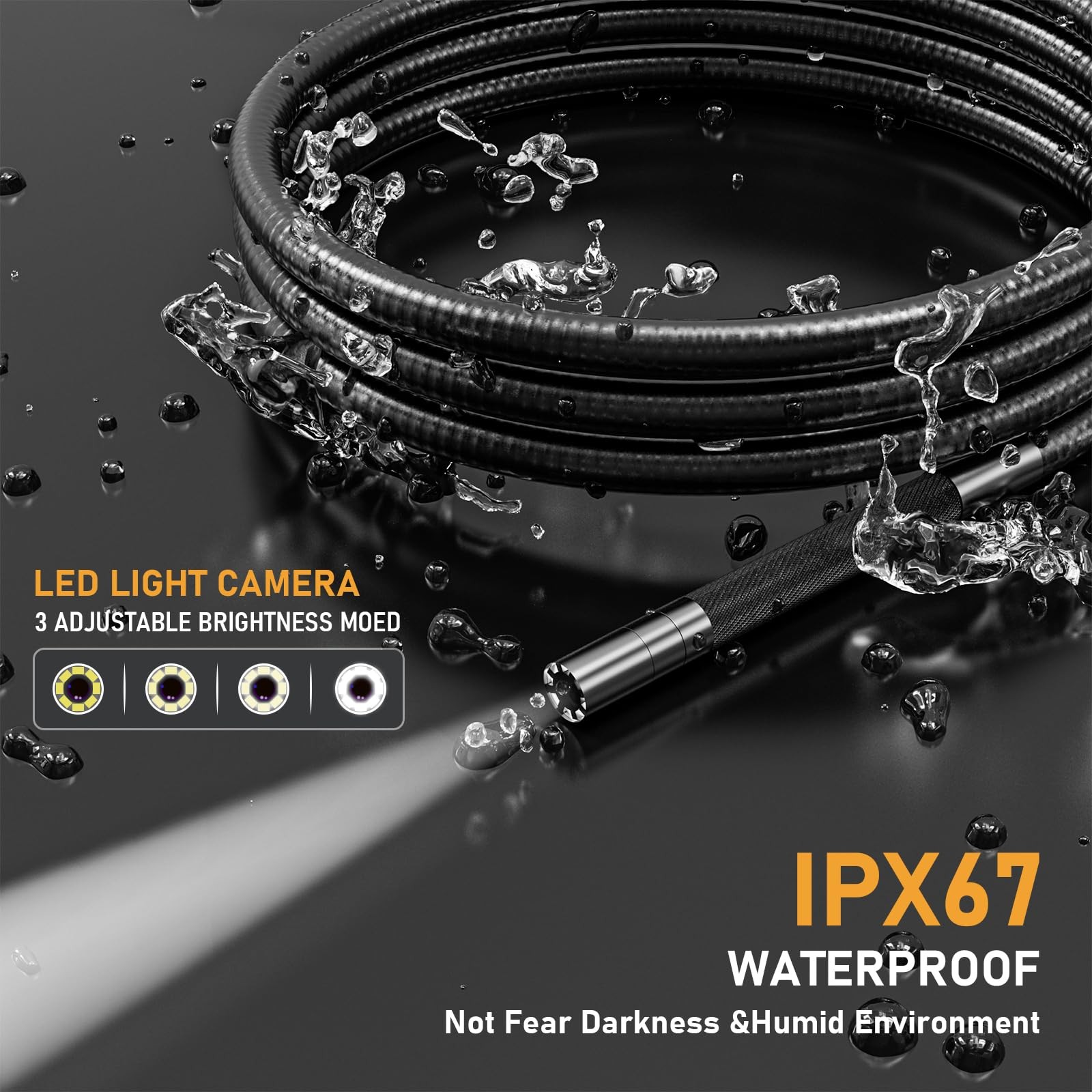 Two-Way Articulating Borescope Camera with Light, Industrial Endoscope