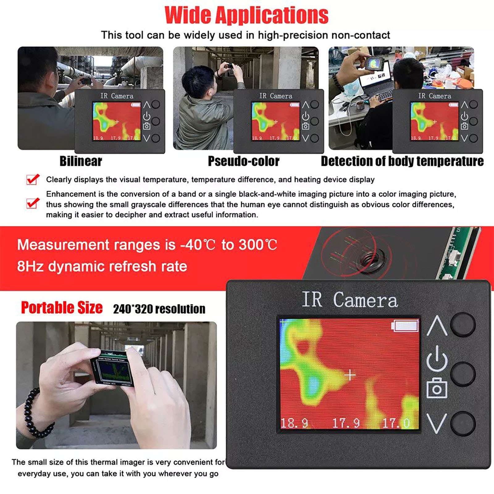 MLX90640 Handheld Digital Infrared Thermal Temperature Imager Camera Heating