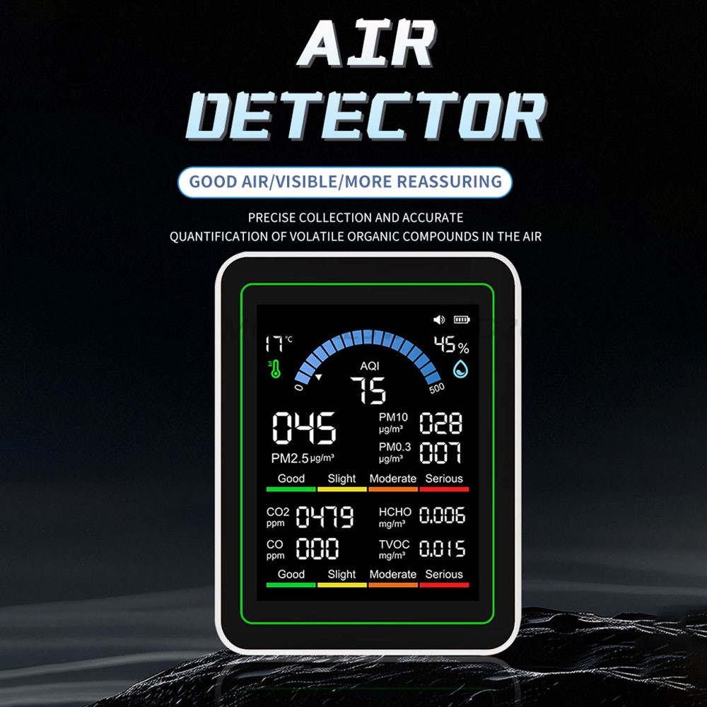 10-in-1 Air Quality Detector PM2.5 PM10 PM HCHO TVOC CO CO2 Formaldehyde Monitor