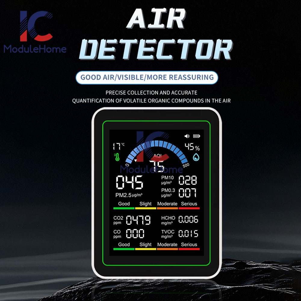 10-in-1 Air Quality Detector PM2.5 PM10 PM HCHO TVOC CO CO2 Formaldehyde Monitor