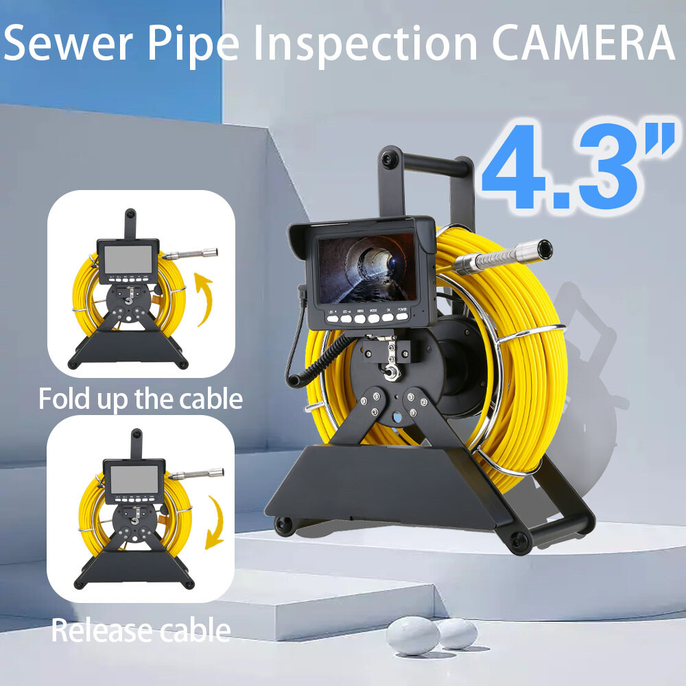 Pipe Inspection Camera 4.3 inch Monitor Drain Sewer Camera Pipe Endoscopes 30 m