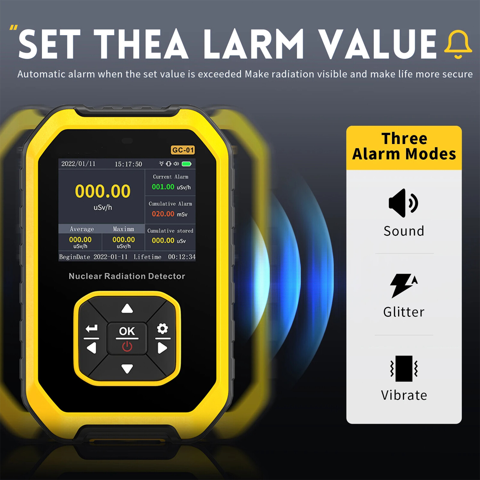 Geiger Counter Nuclear Radiation Detector Gamma X Beta Ray LCD Monitor