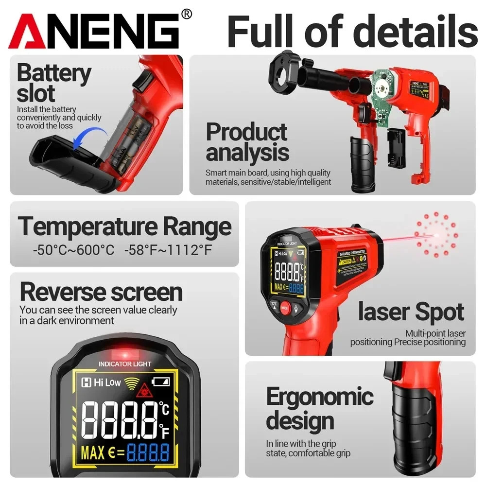 LCD Digital Non-contact Laser IR Infrared Thermometer Temp Meter Temperature Gun