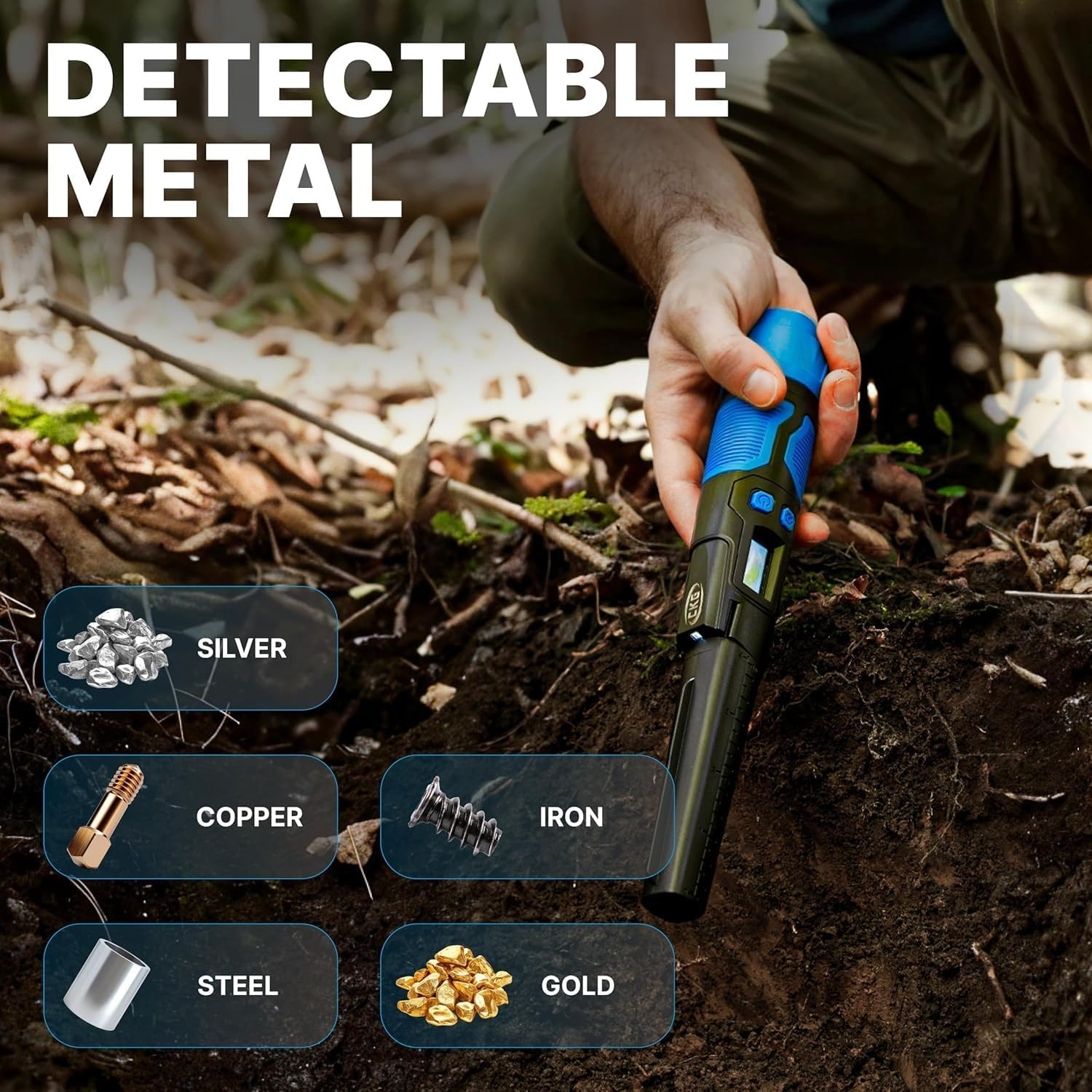CKG Metal Detector Pinpointer 360° Detection, Professional Metal Detector Wand f