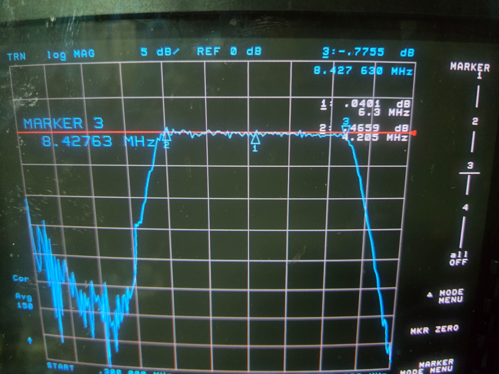 K&L 8LB30-6.3/U4-O/O Banwpass Filter 6.36 MHz CF TESTED SMA (F) see plot