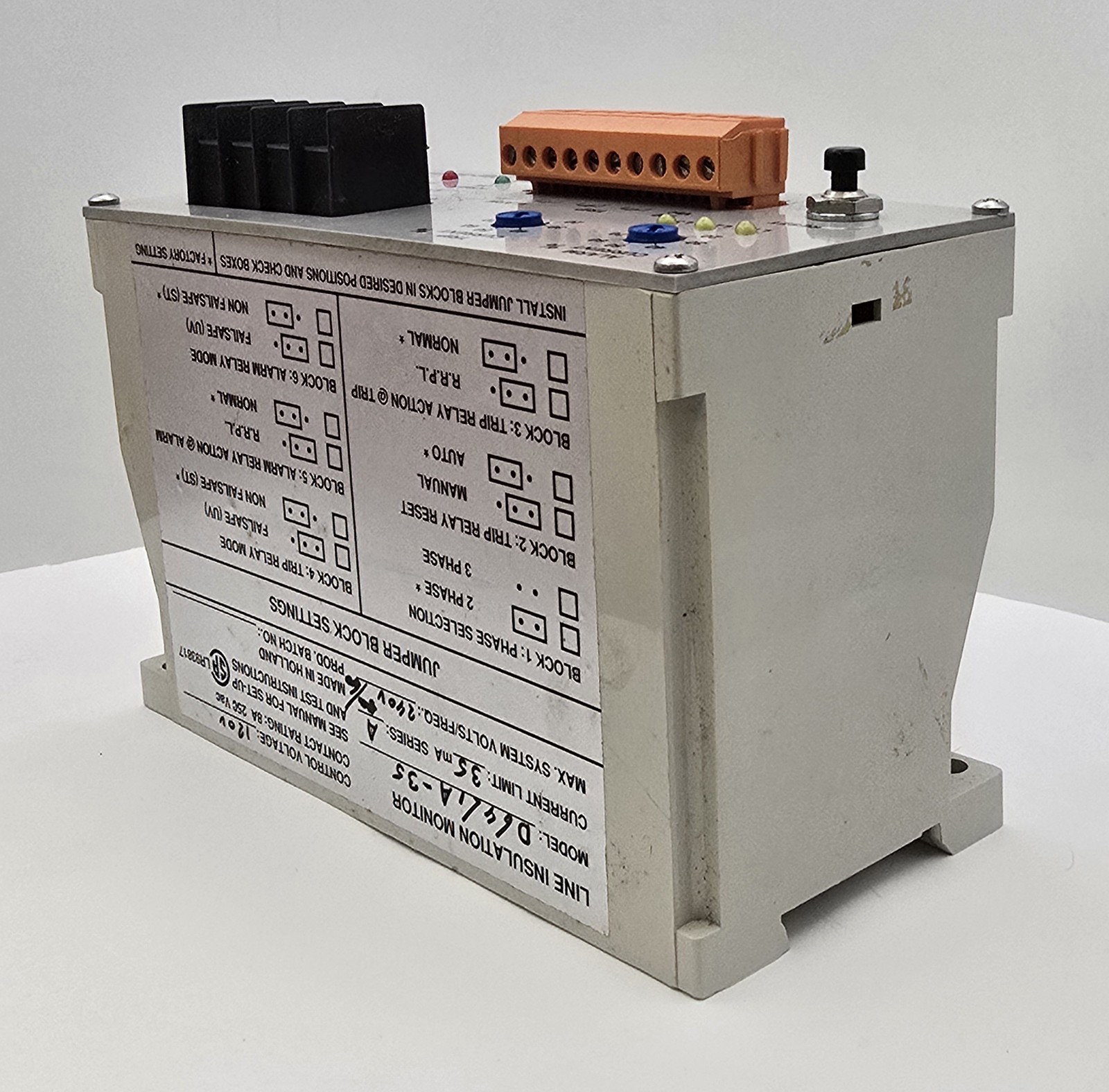 Cutler Hammer D64L1A-35 Current Limit Line Insulation Monitor 35mA