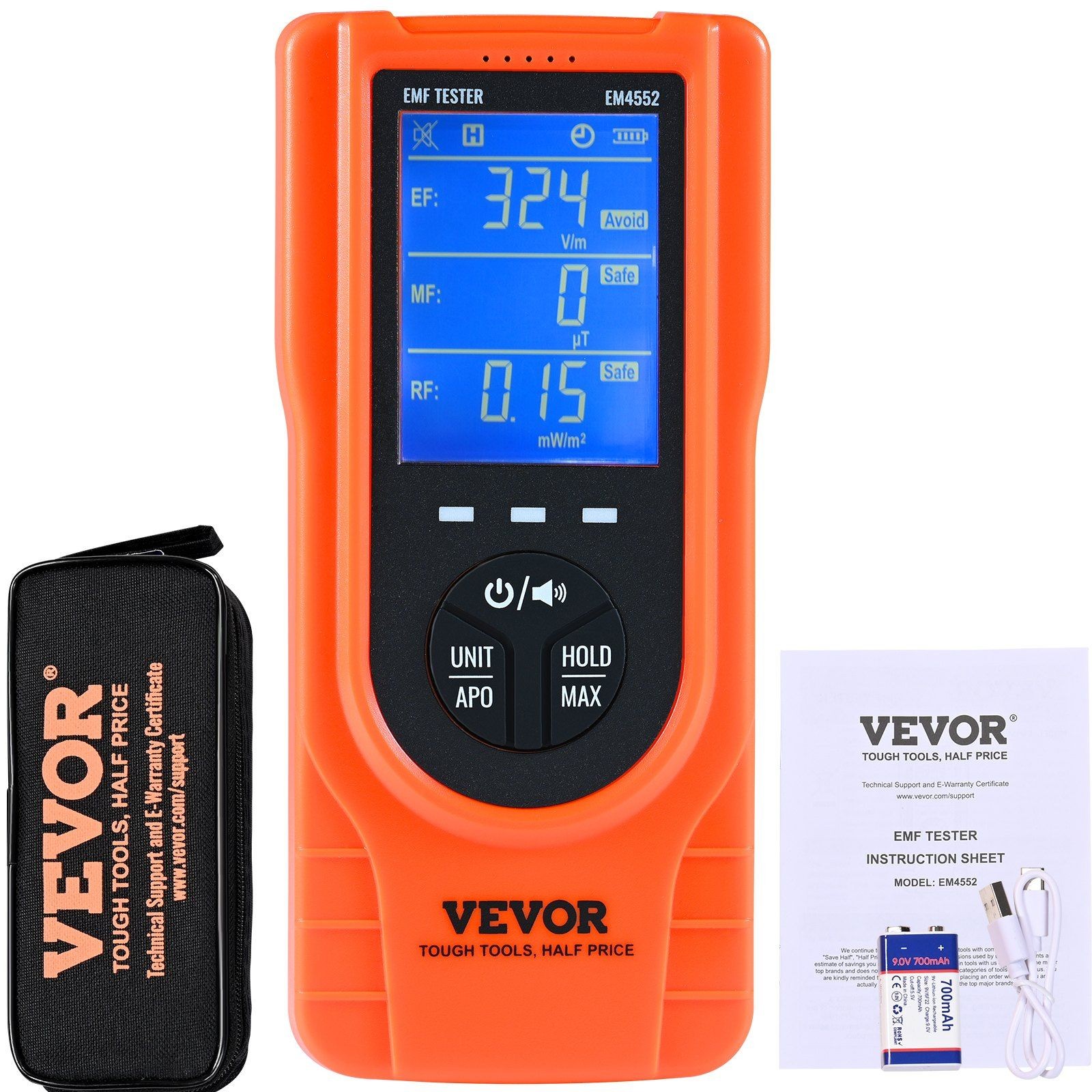 5Hz-3.5GHz 3-in-1 Rechargeable Digital EMF Meter & Radiation Detector