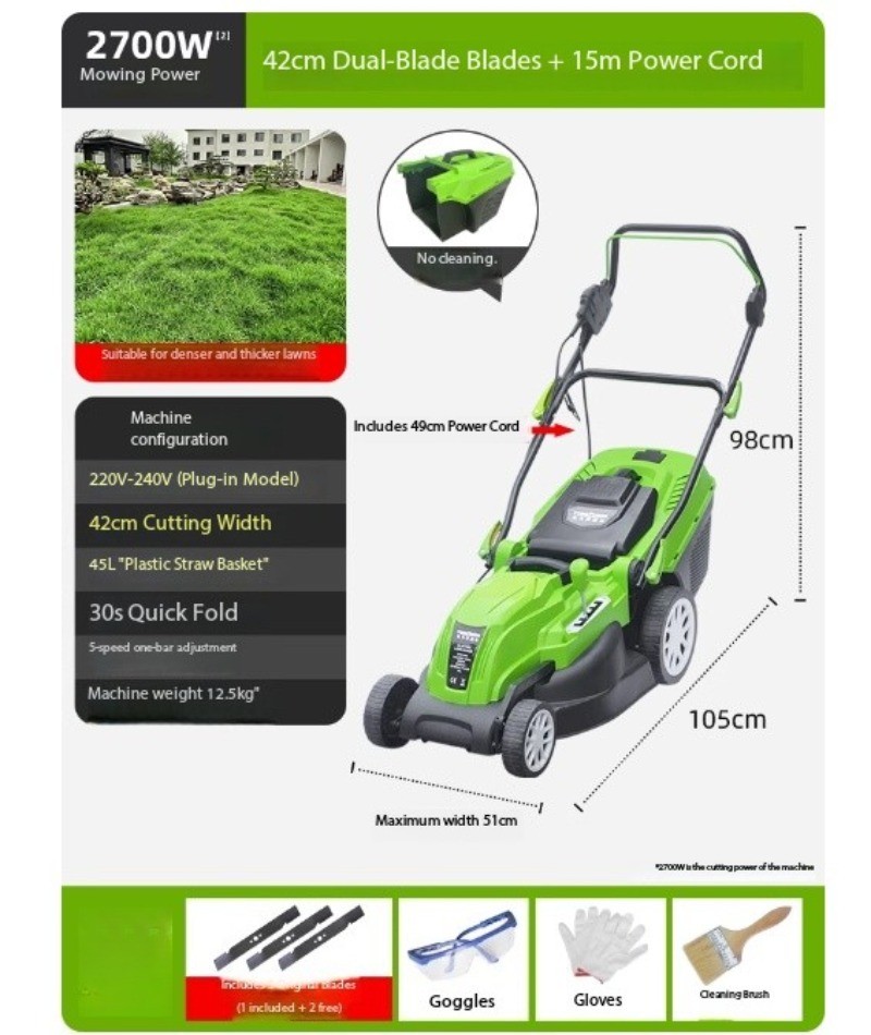 Weed Trimmer Wonder: Electric Lawn Mower, Push-Type, Compact for Home Use