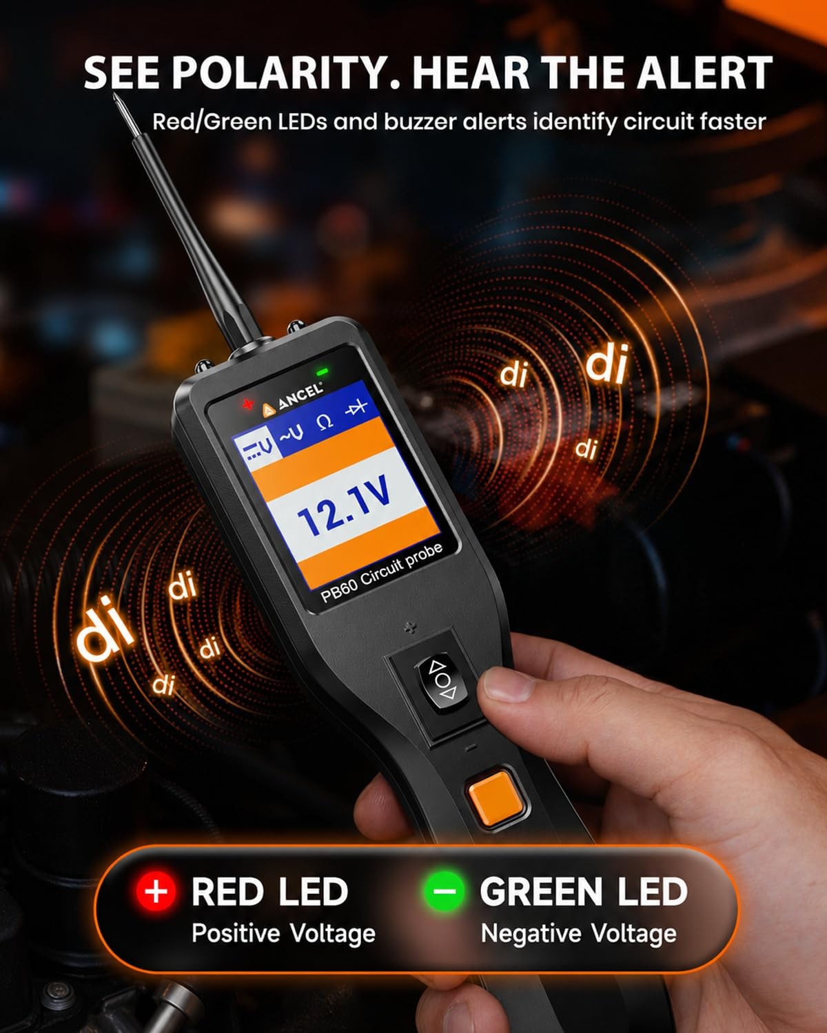 ANCEL PB60 Automotive 12-24V Power Circuit Tester Probe Orange-Black