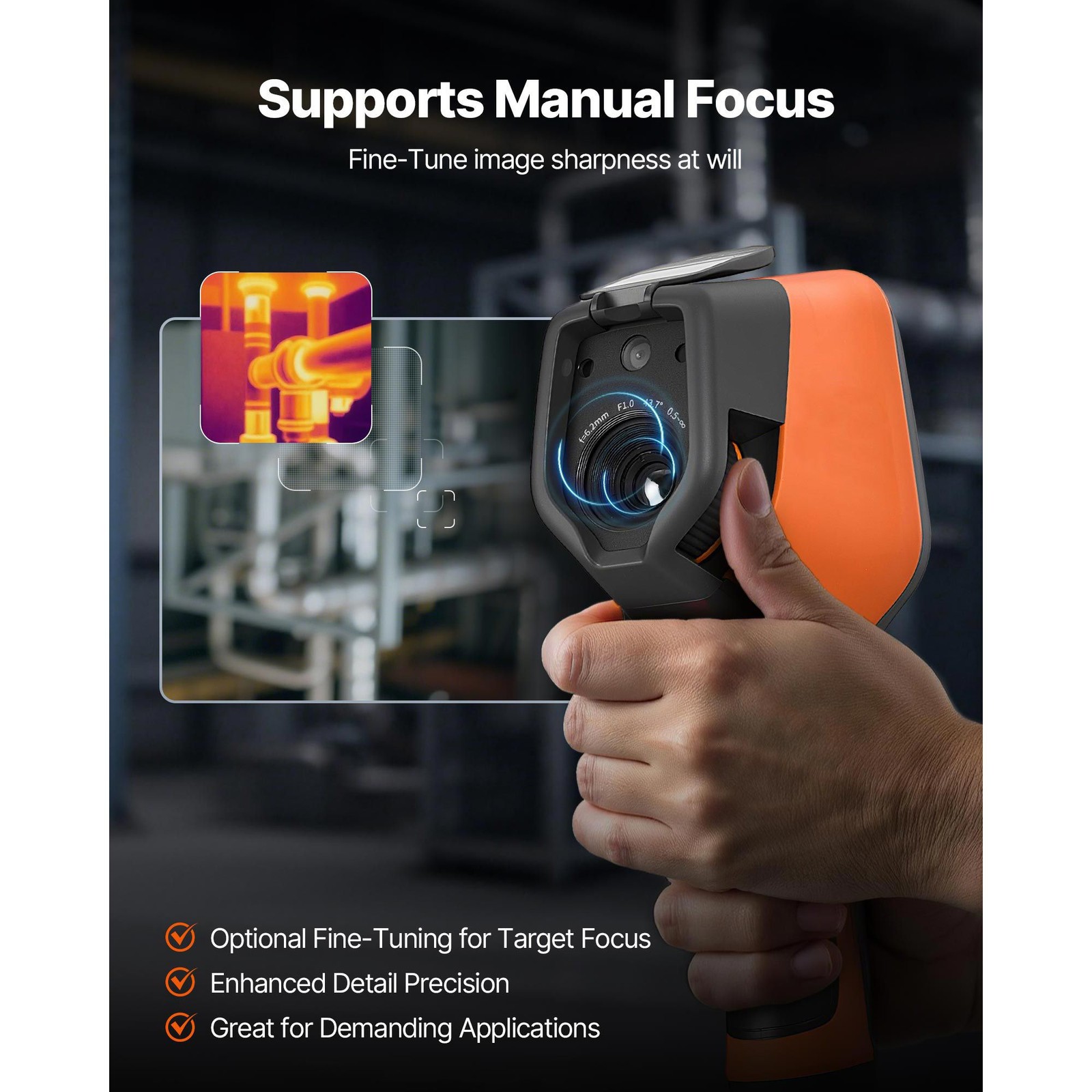 Handheld Thermal Camera 3.5in Touch Screen, 384×288 IR