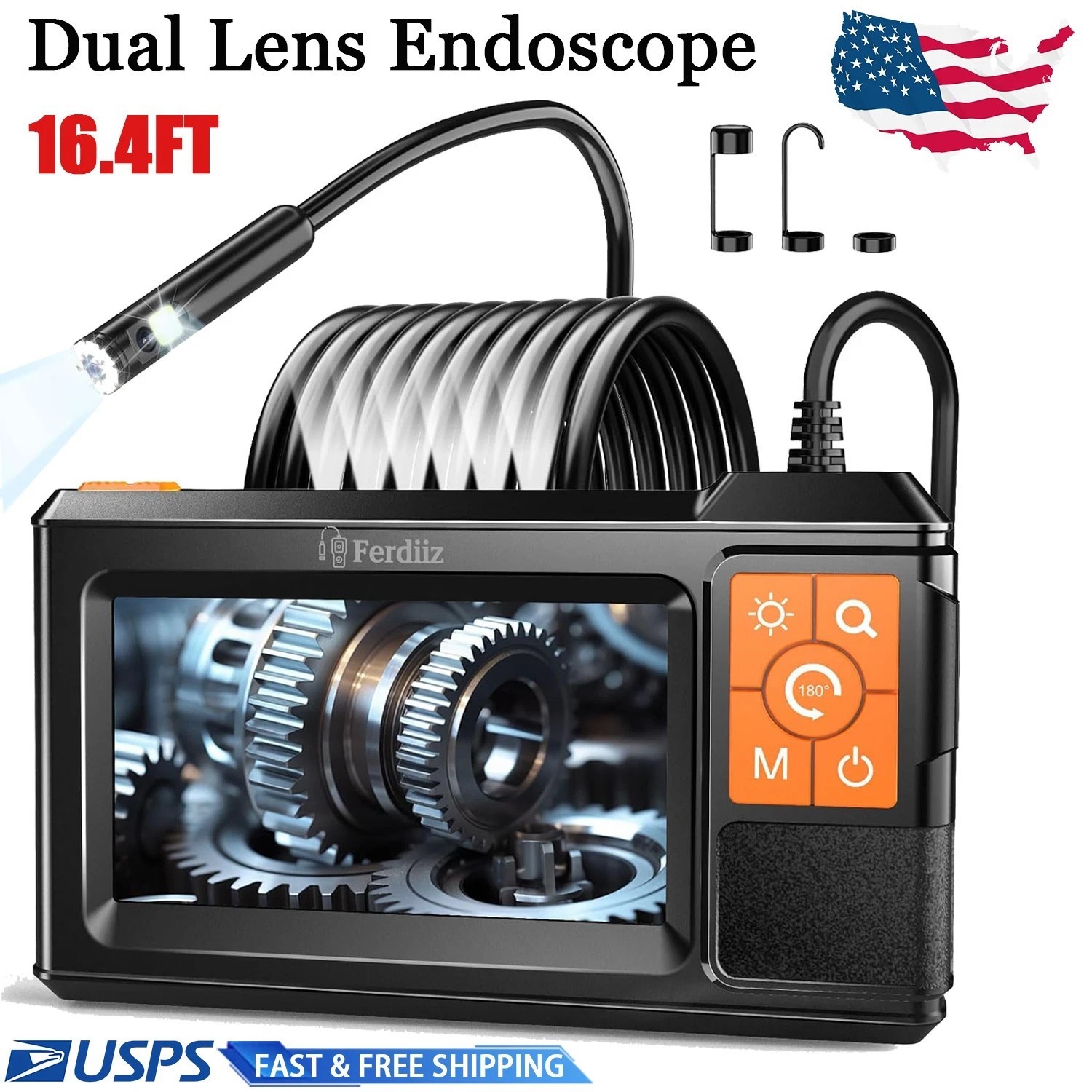 Upgrade Endoscope Camera with Light, 4.3′ IPS Screen 1080P HD Inspection Camera