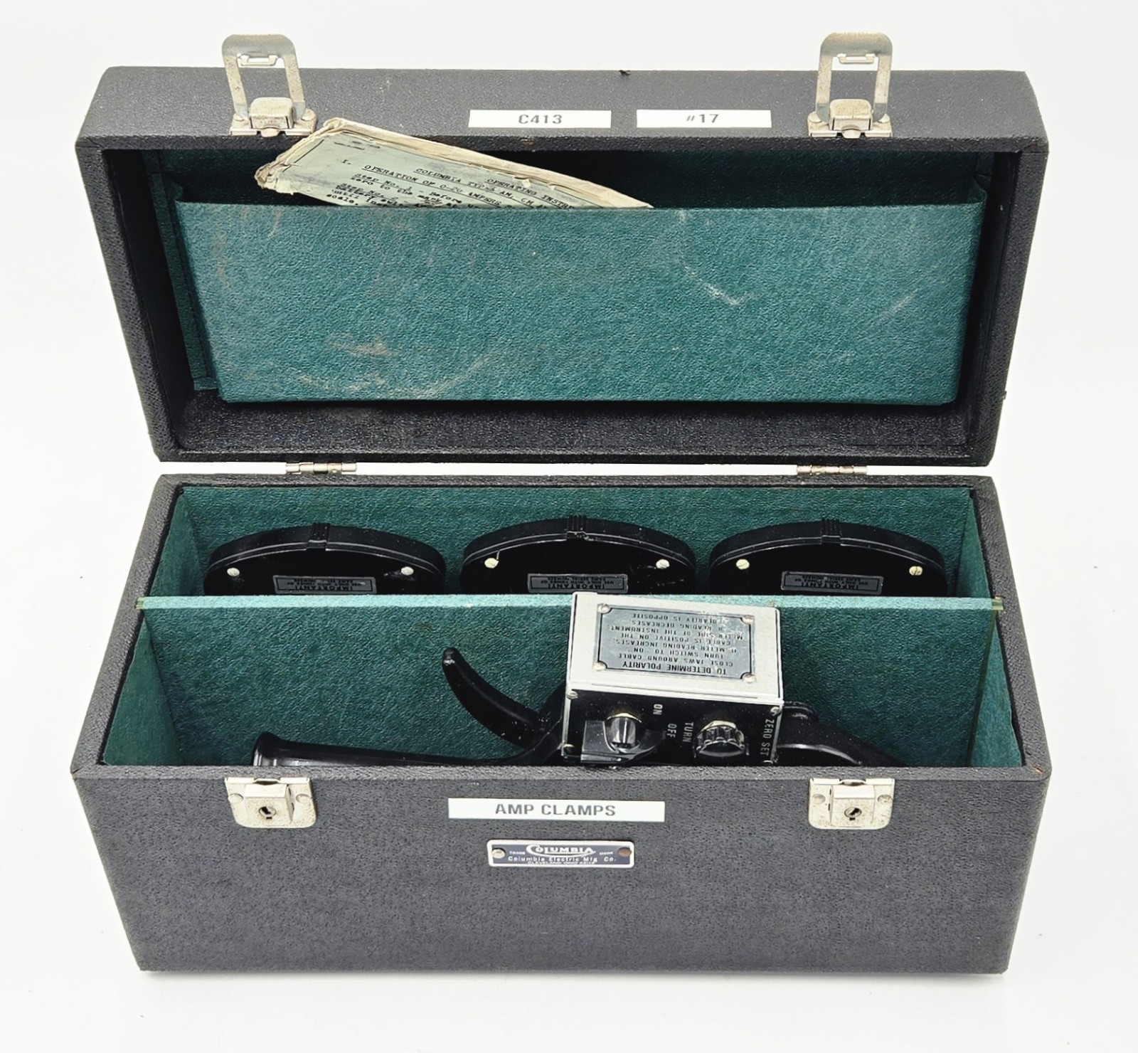 Vtg Columbia Tong Test Ammeter Clamp Type AX 3 Matching Scales Tested Working