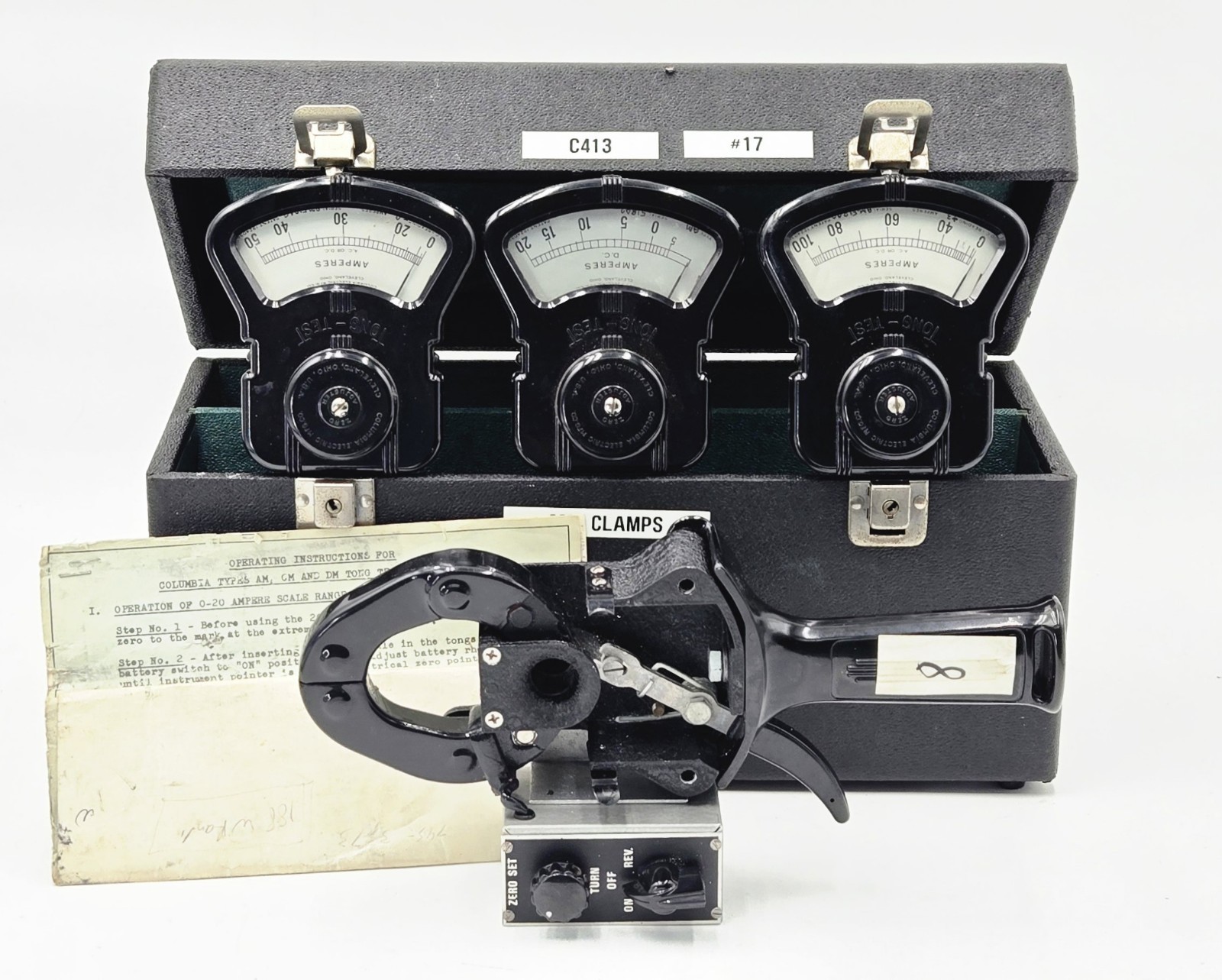 Vtg Columbia Tong Test Ammeter Clamp Type AX 3 Matching Scales Tested Working