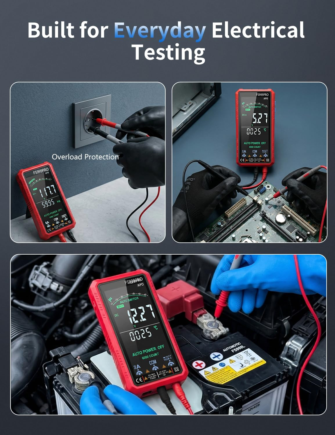 Digital Multimeter, Auto-Ranging Smart Electrical Tester, 6000 Counts TRMS, USB-