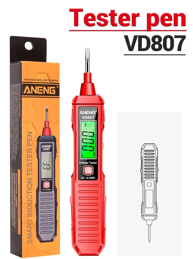 1pc ANENG VD807 Non-Contact Smart Electric Pen Tester AC 12–300V NCV Detector