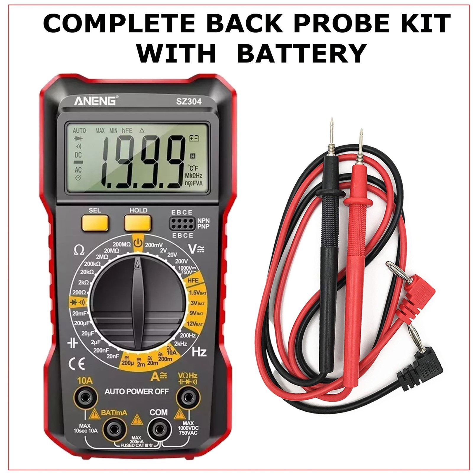 Digital Multimeter LCD Voltmeter Ammeter Ohmmeter Volt AC DC Tester Leads Meters