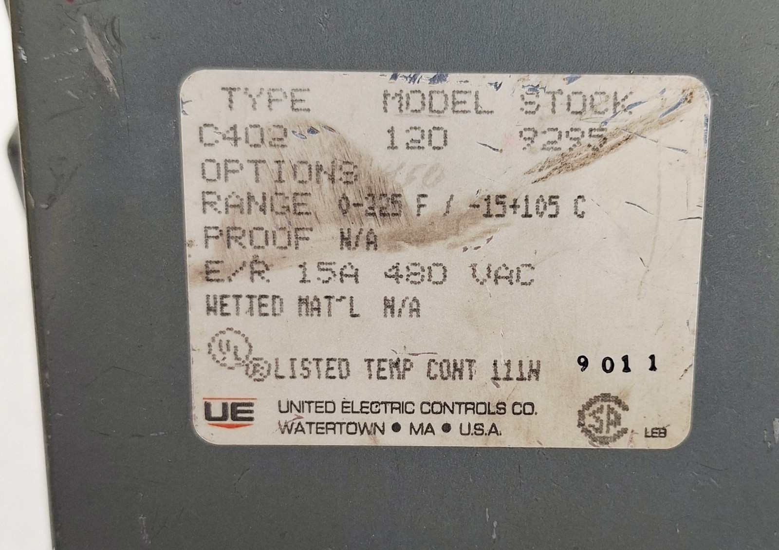 United Electric C402 / 120 Temperature Switch 0-225F / -15+105C