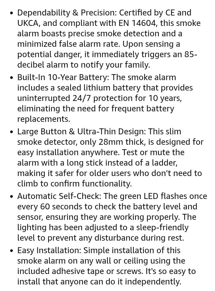 2x New Smoke Alarms 10 Years Battery Sealed Battery For Home,Business,Office,
