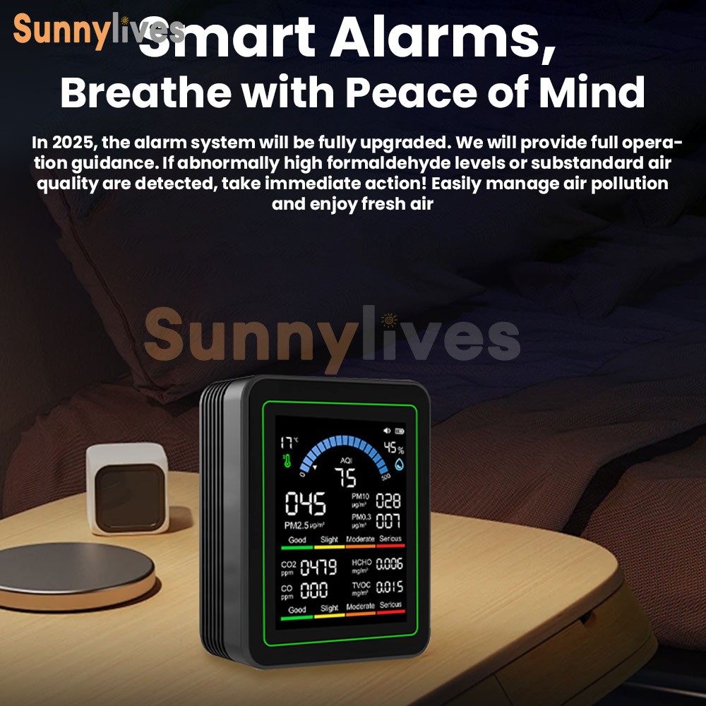 10 in 1 Air Quality Monitor PM 2.5 CO2 Meter TVOC HCHO Humidity Temperature Test