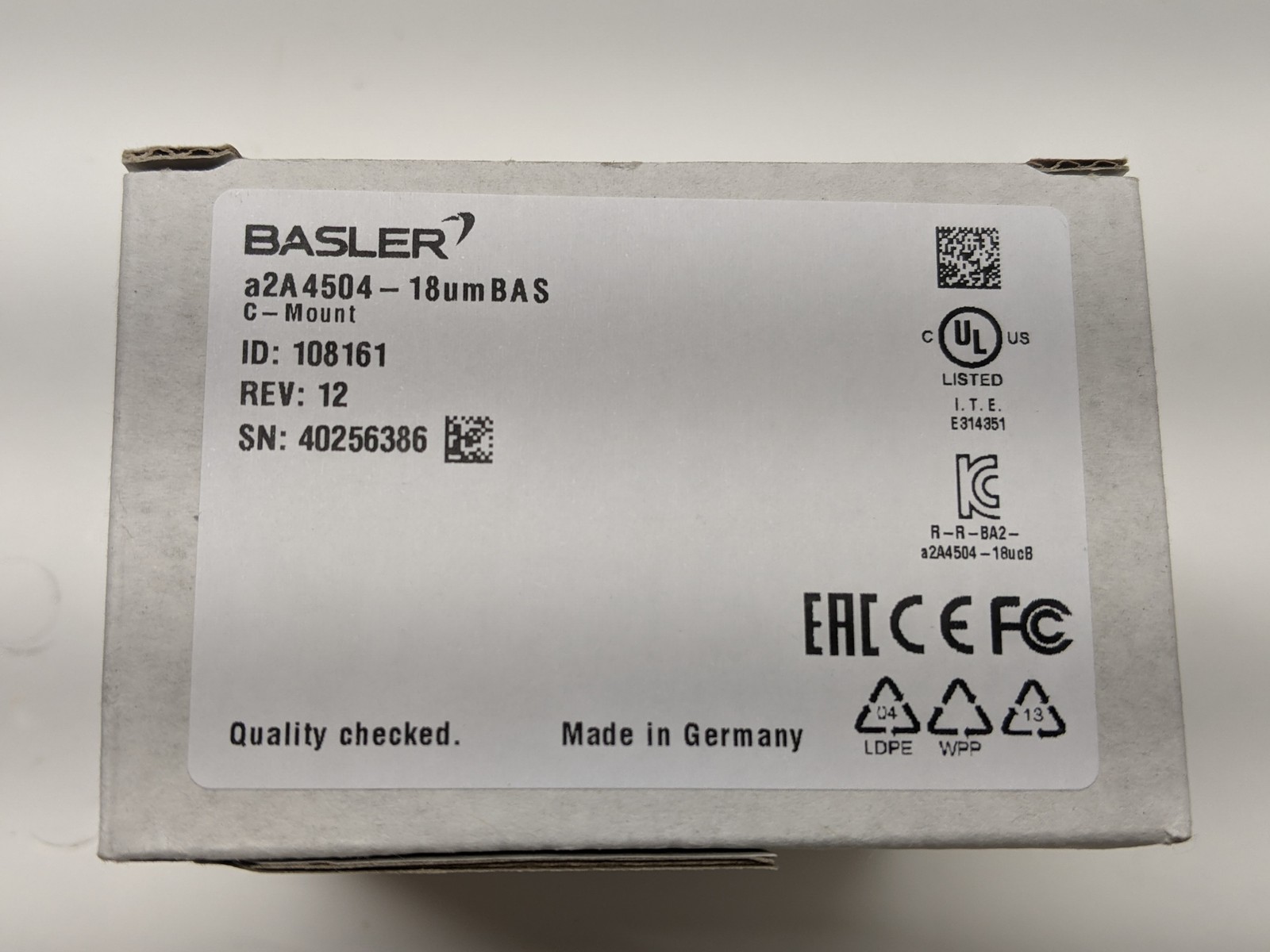 Basler a2A4504-18umBAS 20.2MP Mono USB 3.0 C-Mount Machine Vision Camera