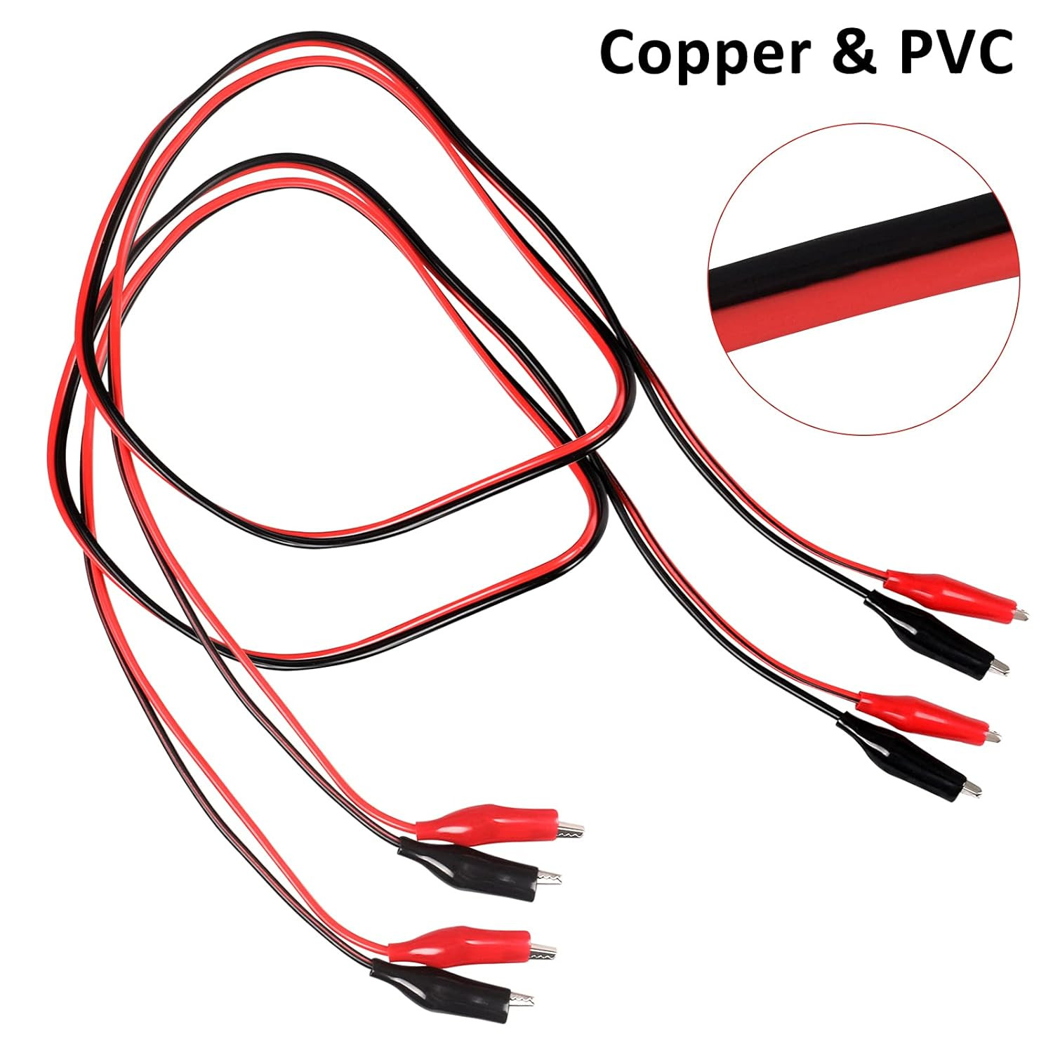 4 Groups 1M Alligator Clips Electrical, Insulated Test Leads with Alligator