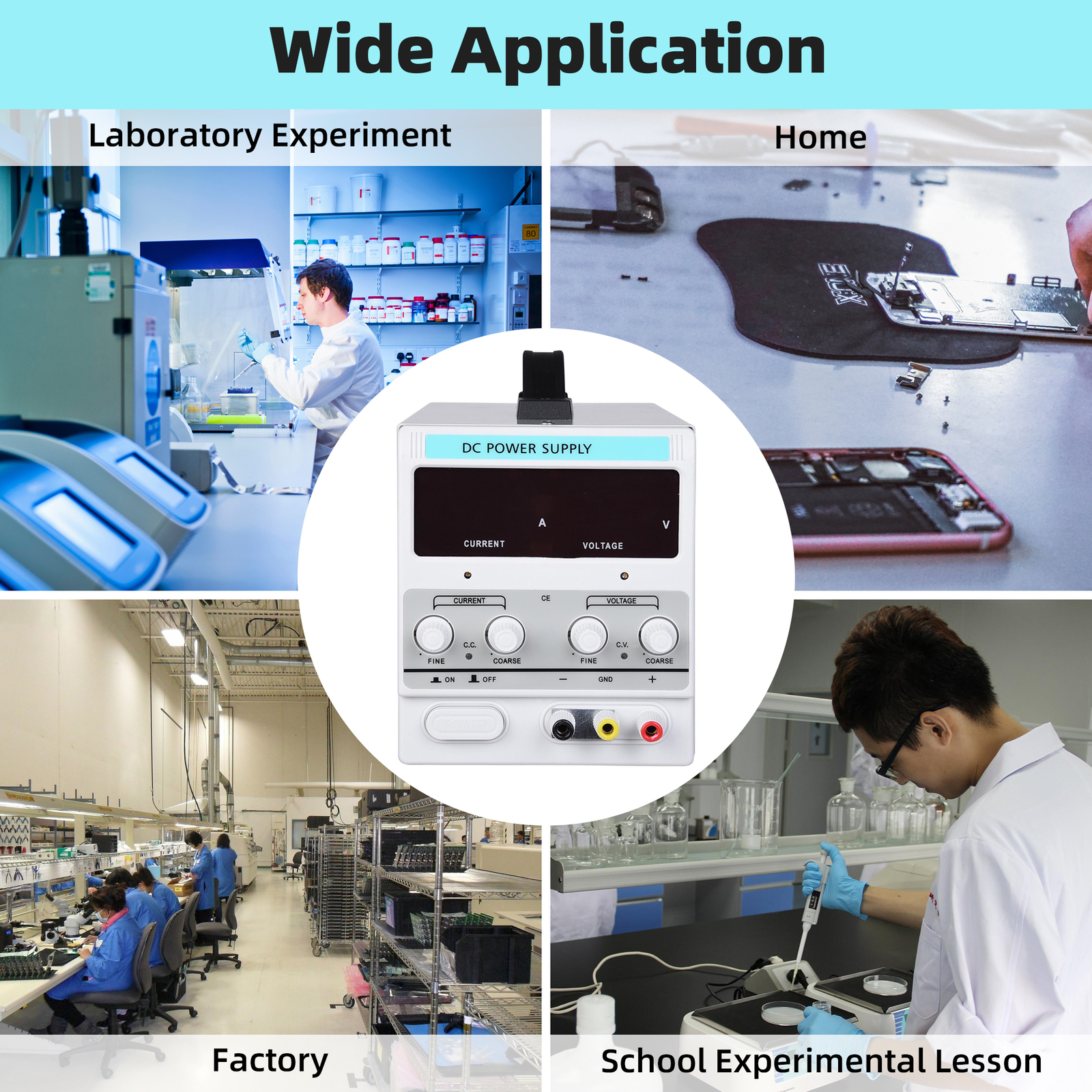 220V 0-60V 0-20A Adjustable DC Power Supply Precision Variable Digital Lab Test