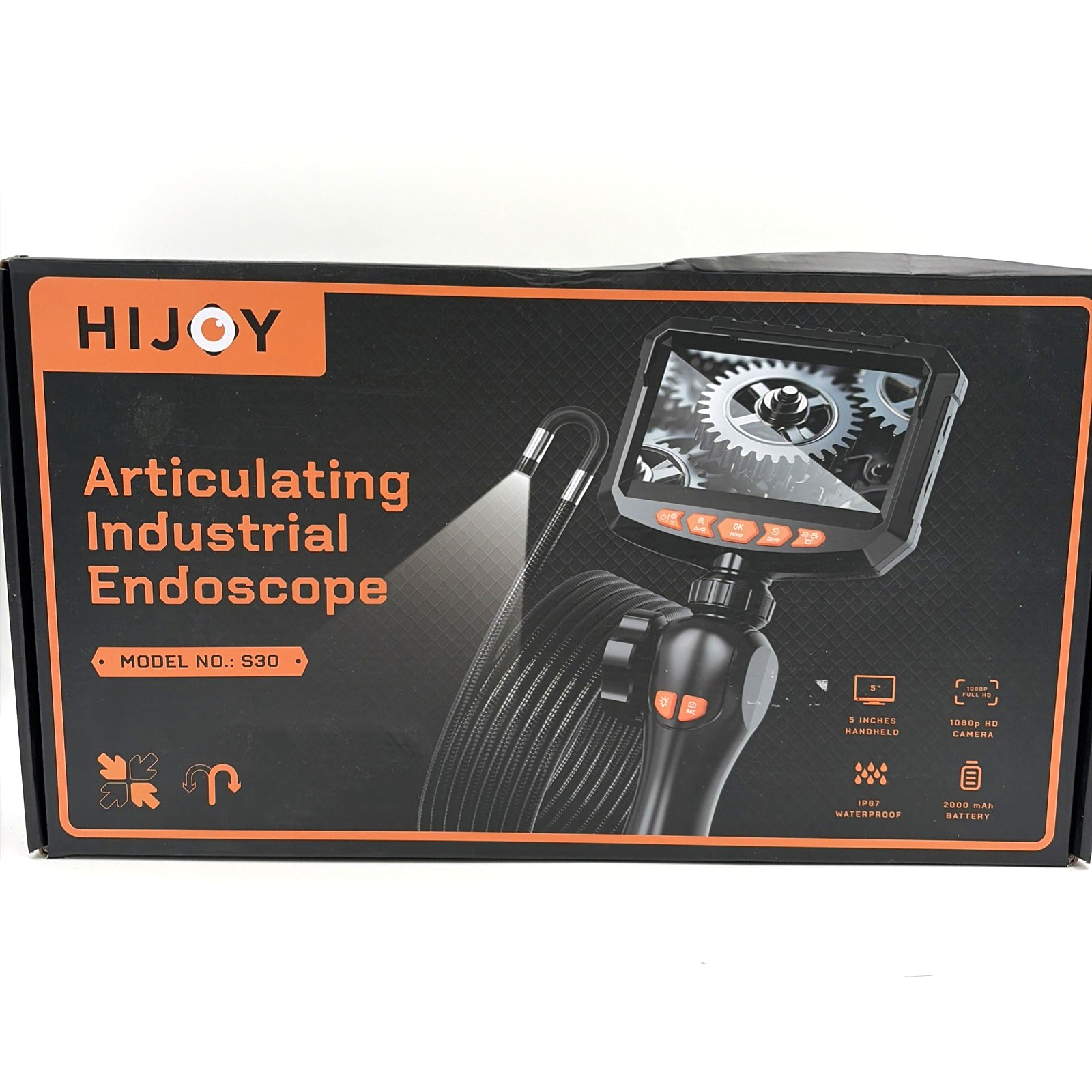 Articulating Endoscope Camera 5.5 ft Probe 1080P HD Screen Light