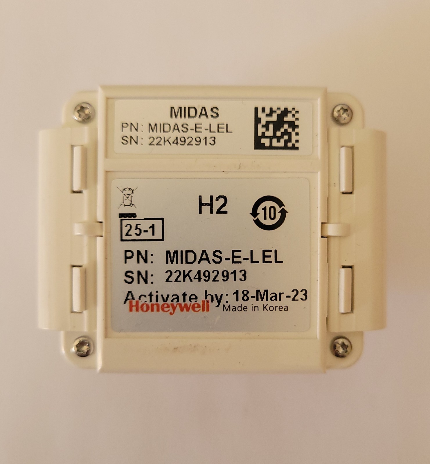 Honeywell MIDAS-E-LEL Gas Detector Sensor Cartridge Open box, 2 Years Remaining