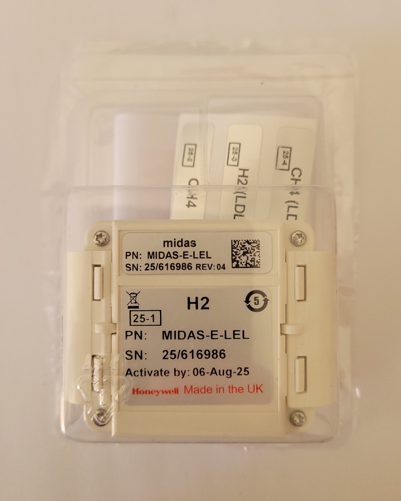Honeywell H2 MIDAS-E-LEL Gas Detector Sensor Cartridge, 4 Years Remaining