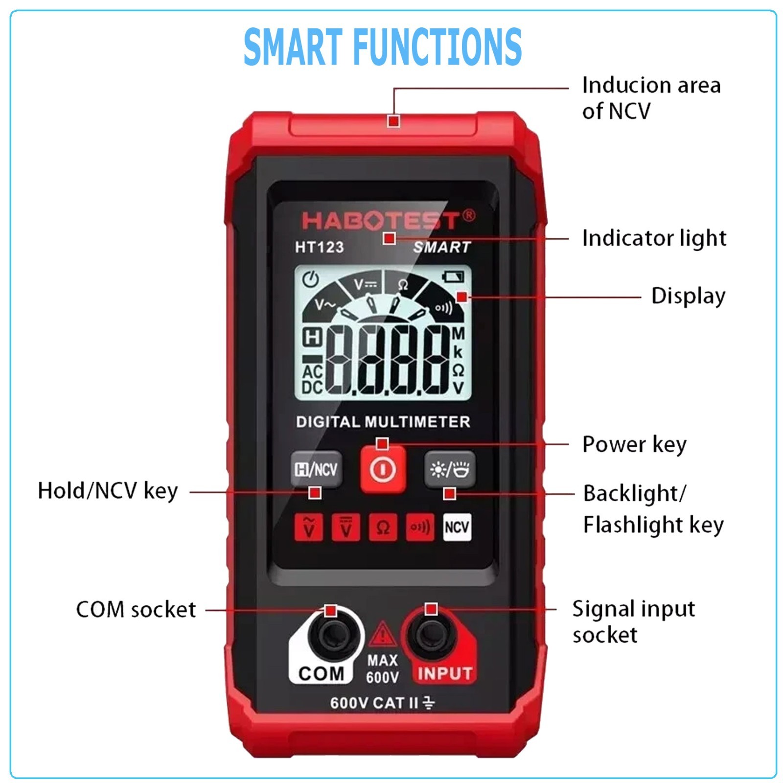Digital Multimeter LCD Voltmeter Ammeter Ohmmeter Volt AC DC Tester Leads Meter