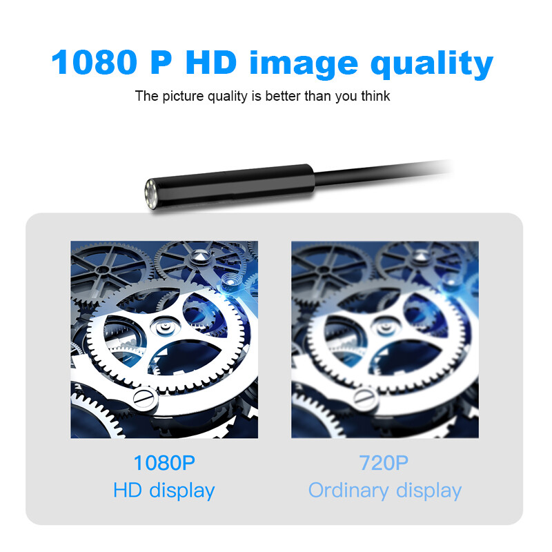 HD 1080P LED Handheld Industrial Endoscope Borescope 8mm Inspection Snake Camera