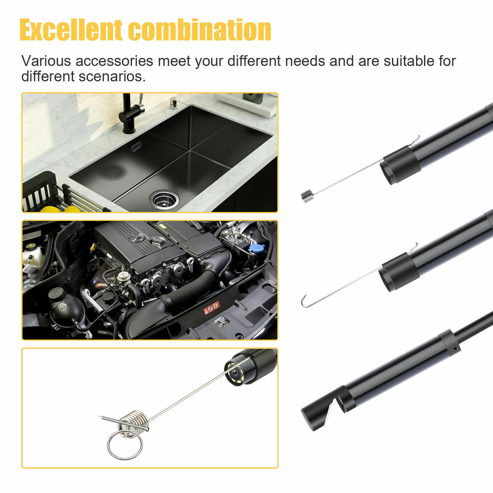 6LED USB Snake Endoscope Borescope HD Inspection Camera Scope for Android Type C
