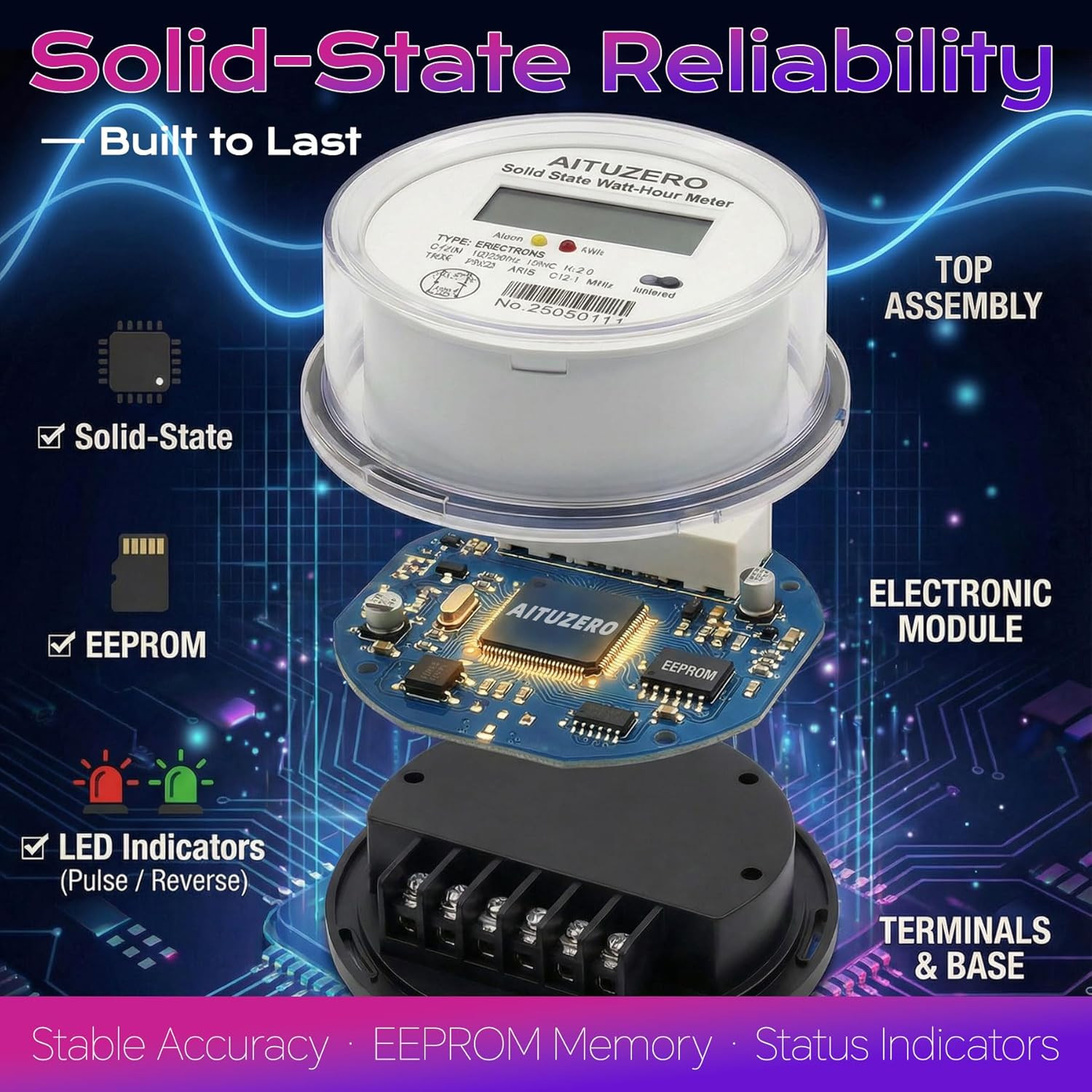 Digital Electric Sub Meter 120/240V CL200 kWh Meter ANSI 2S RV Landlord Submeter