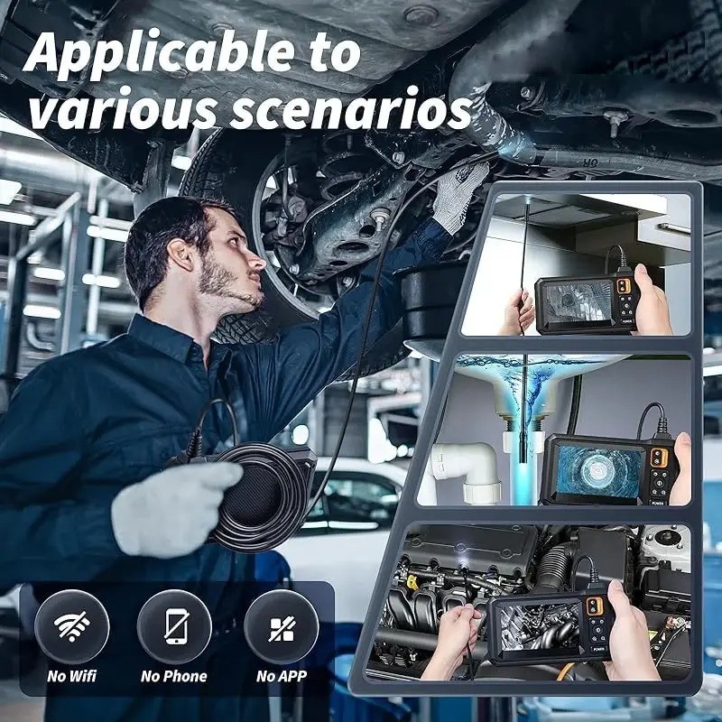 Industrial Endoscope Camera 8mm HD1080P 4.3inch IPS Screen 1080P Pipe Inspection