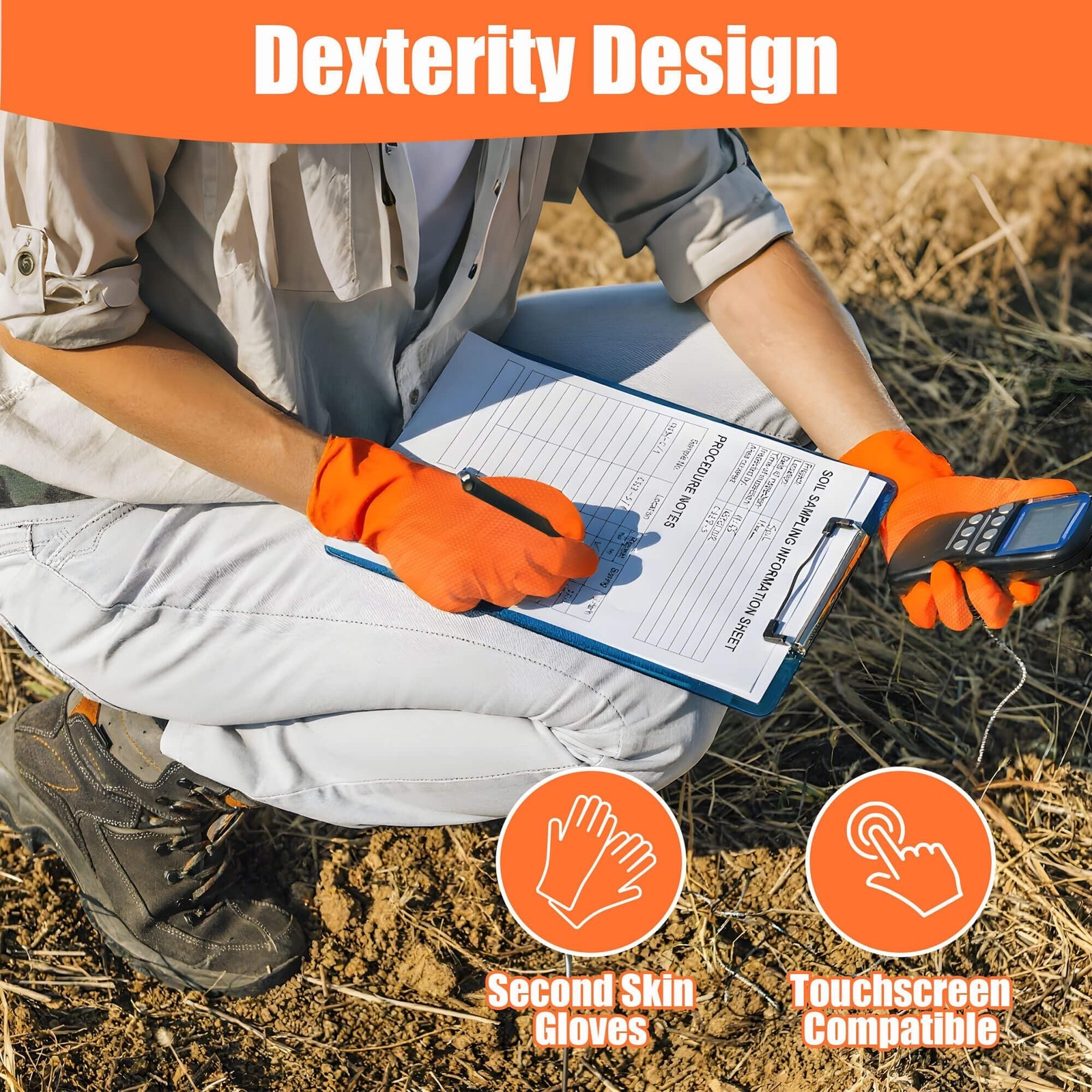 TREEGO 10 Mil Nitrile Gloves XL – Heavy Duty Orange Gloves with Double Diamon…