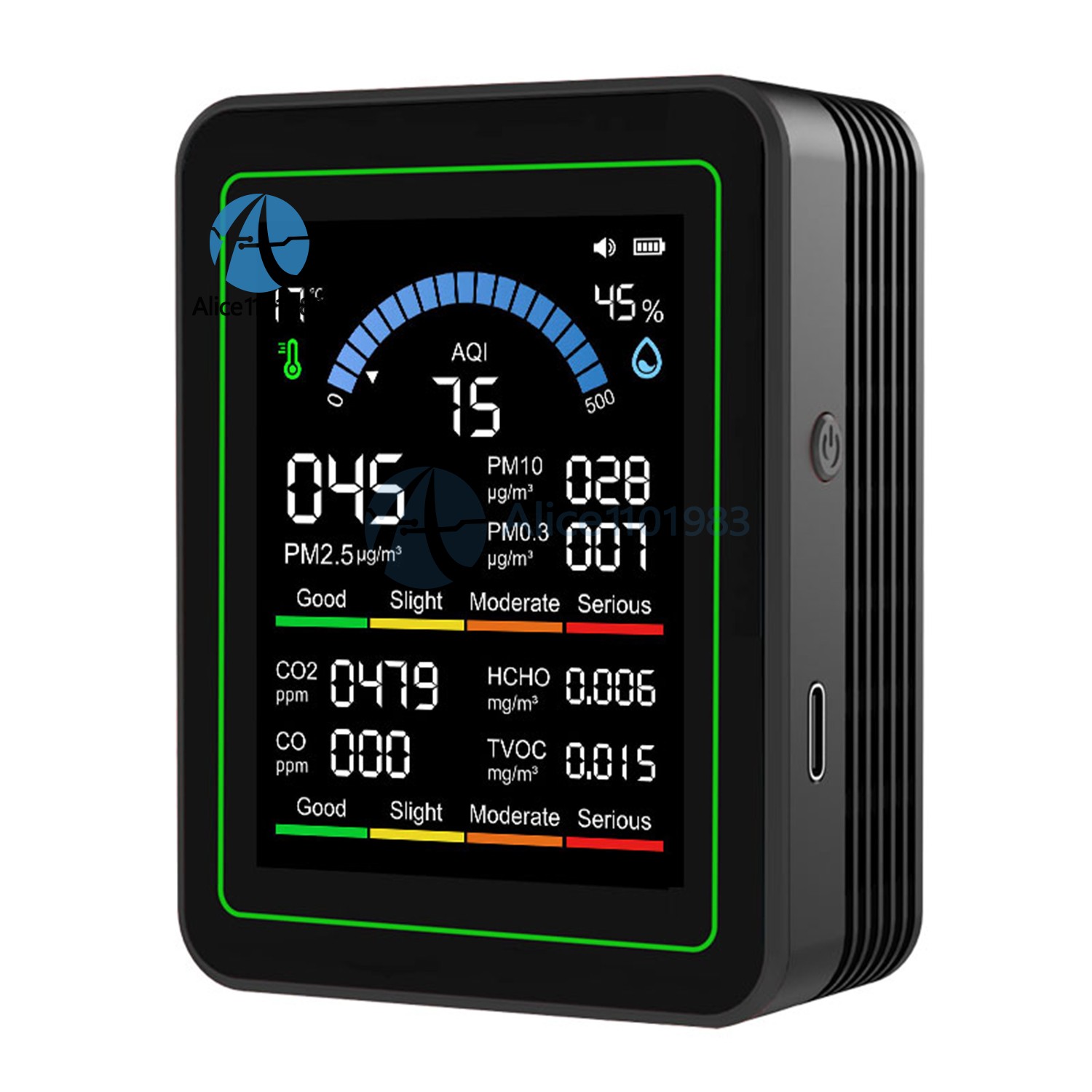 10in1 18in1 Air Quality Detector PM2.5 10 PM HCHO TVOC CO2 Formaldehyde Monitor