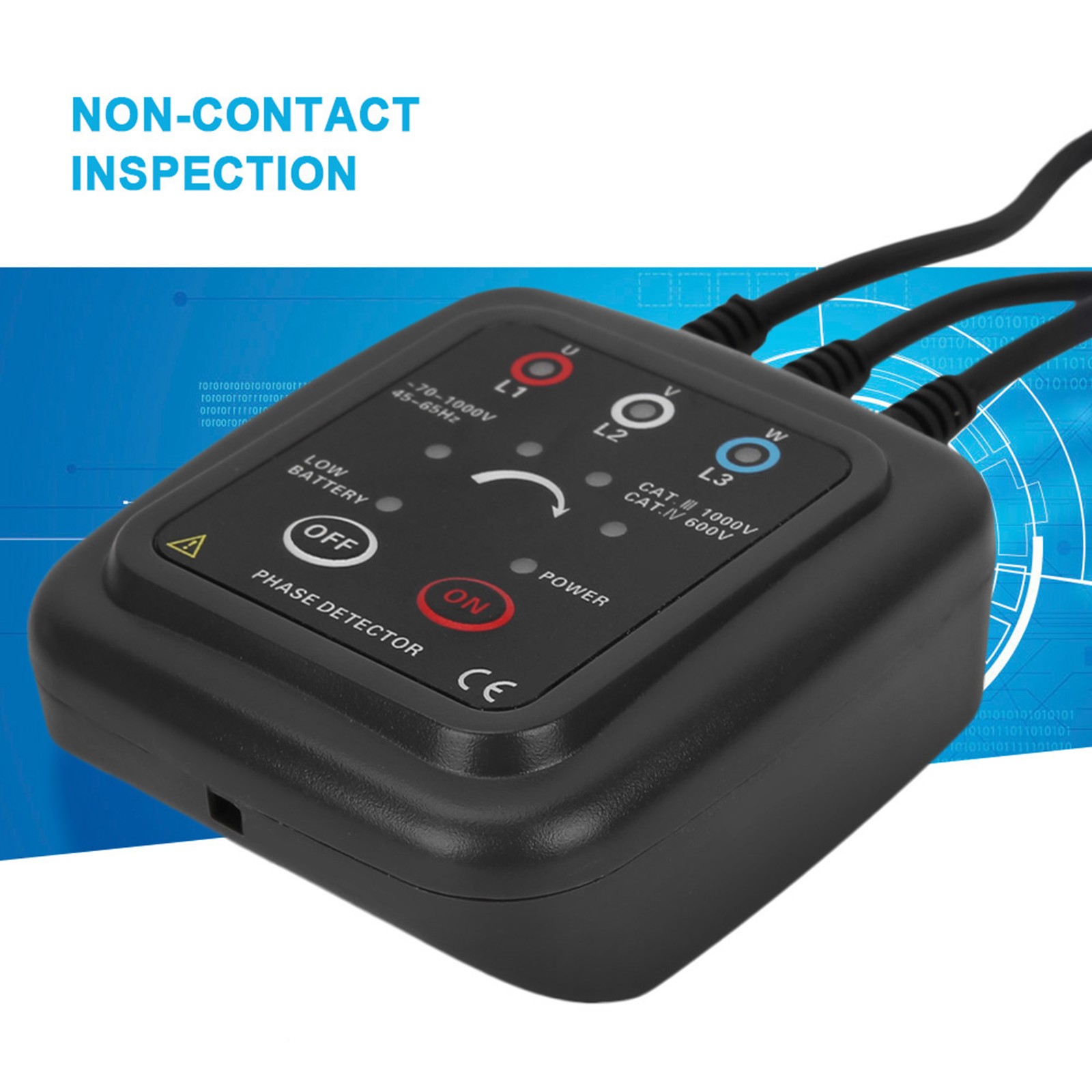 AC 70-1000V 1000C Non Contact Phase Sequence Detector Magnetic Base Phase