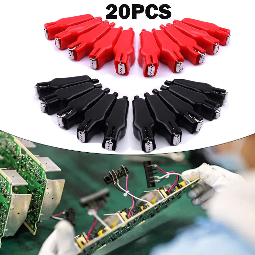 20Pcs Insulated Alligator Clips 20A Electrical Test Alligator Clamp Black Red US