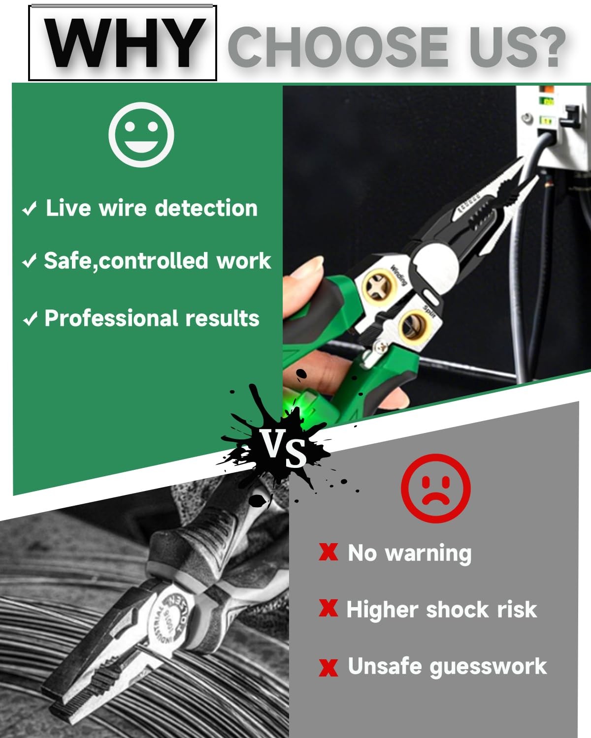 8 in 1 Wire Stripper With Voltage Tester – Electrician Tools Green