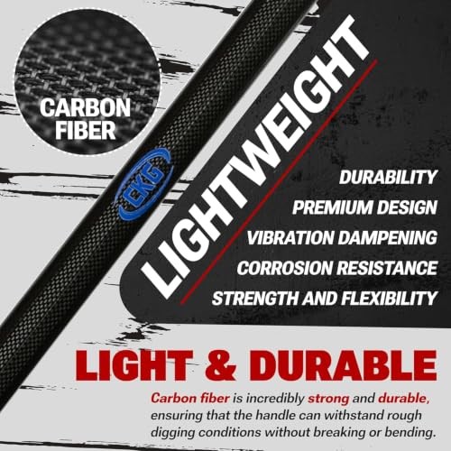 Metal Detector Shovel Carbon Steel Serrated Blade Carbon Fiber Handle Black