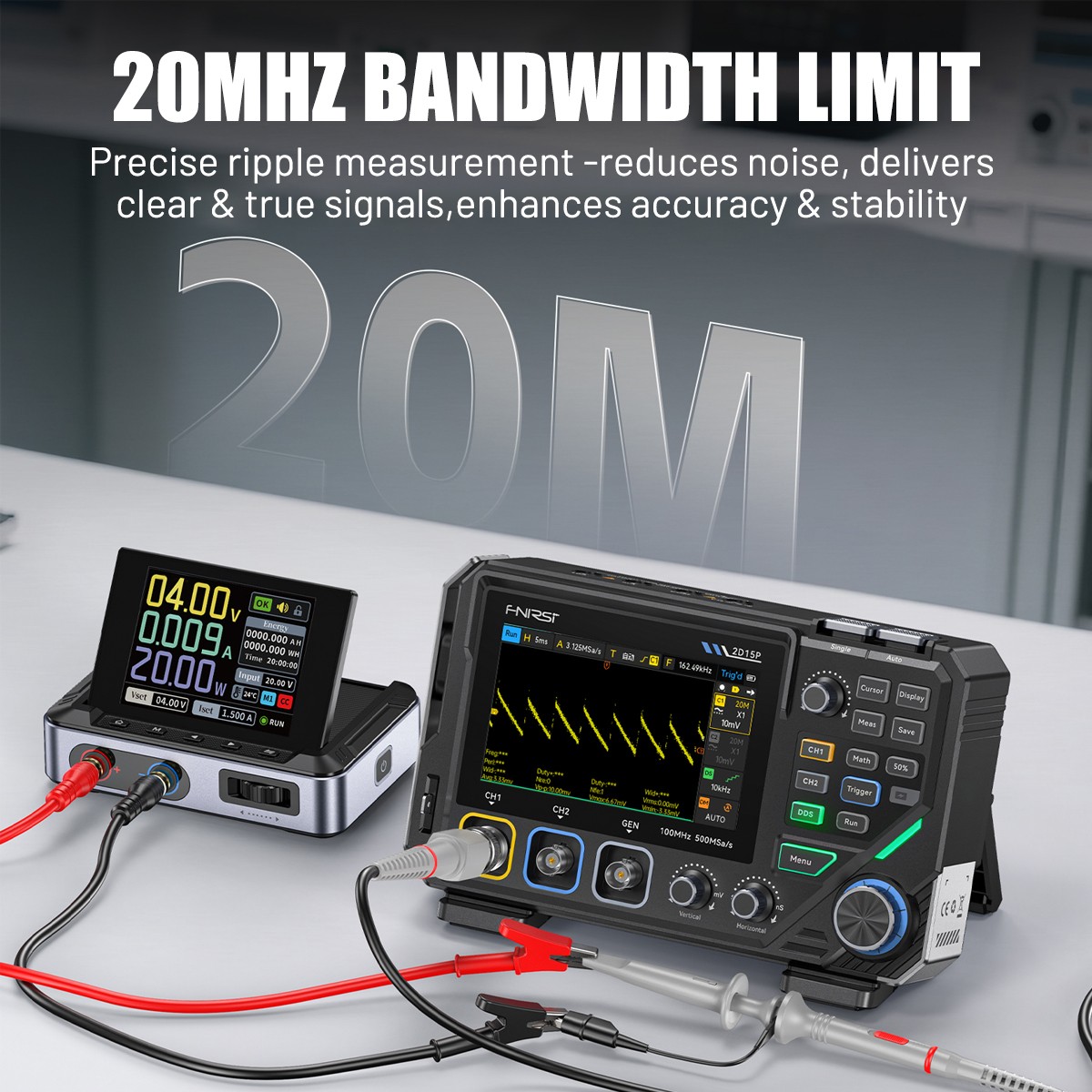 FNIRSI-2D15P Touchscreen Digital Oscilloscope Multimeter Signal Generator 100MHz