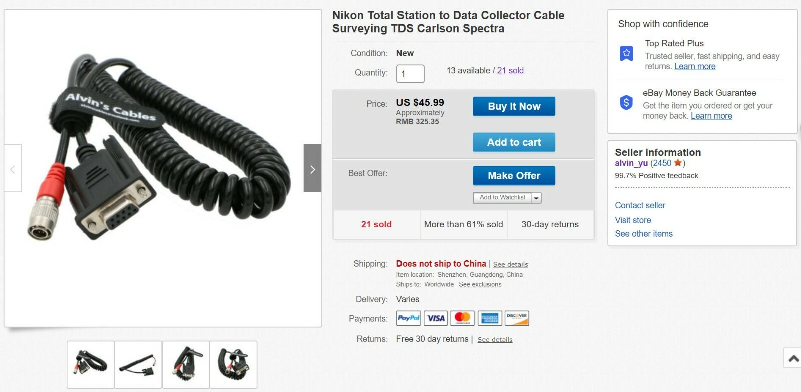 NIKON Total Station Data Collector Cable for TDS/Trimble Carlson Sokkia Topcon