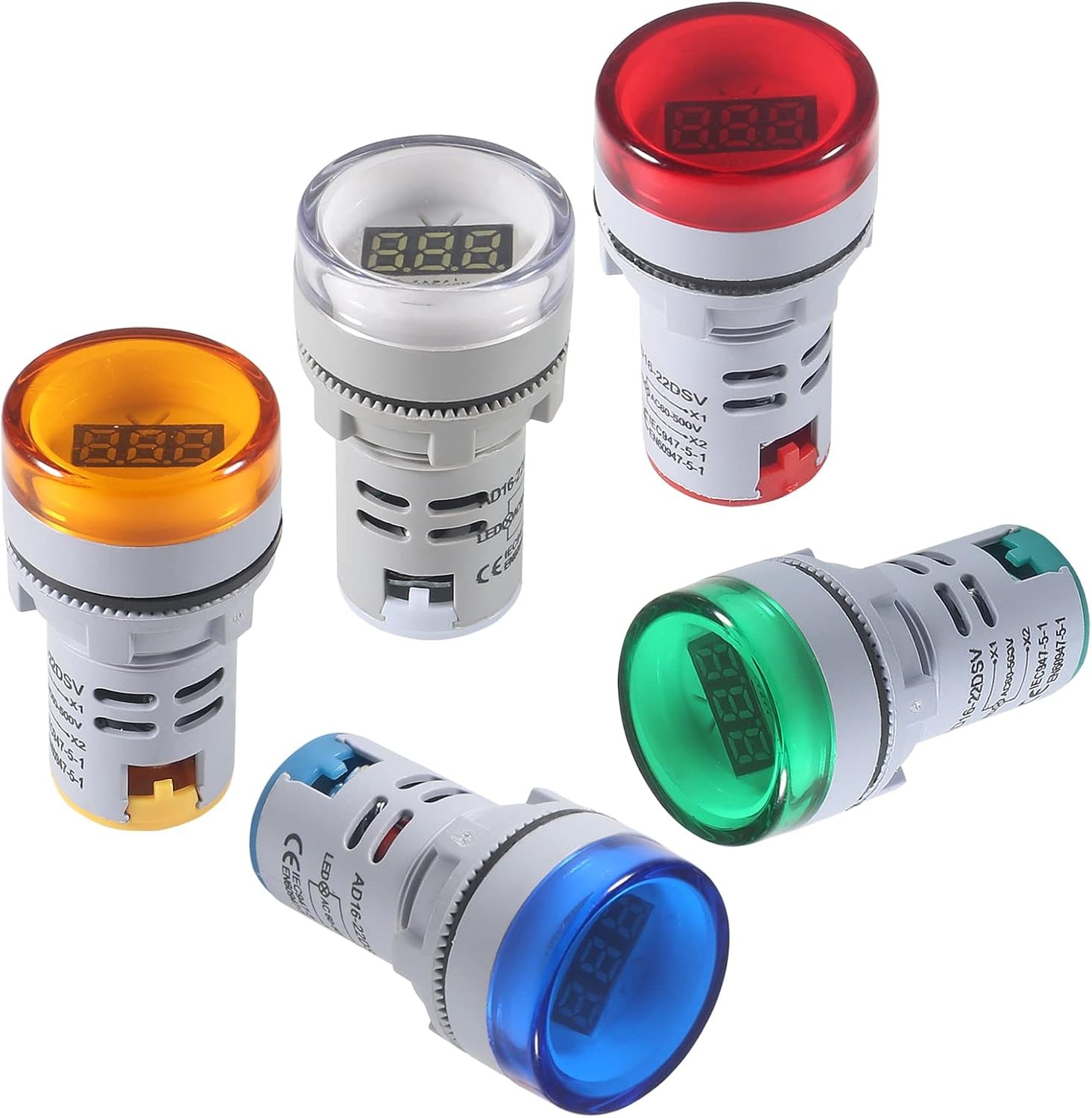 4PCS Round LED Voltage Meter Indicator Digital LED Display Voltmeter AC 60-500V