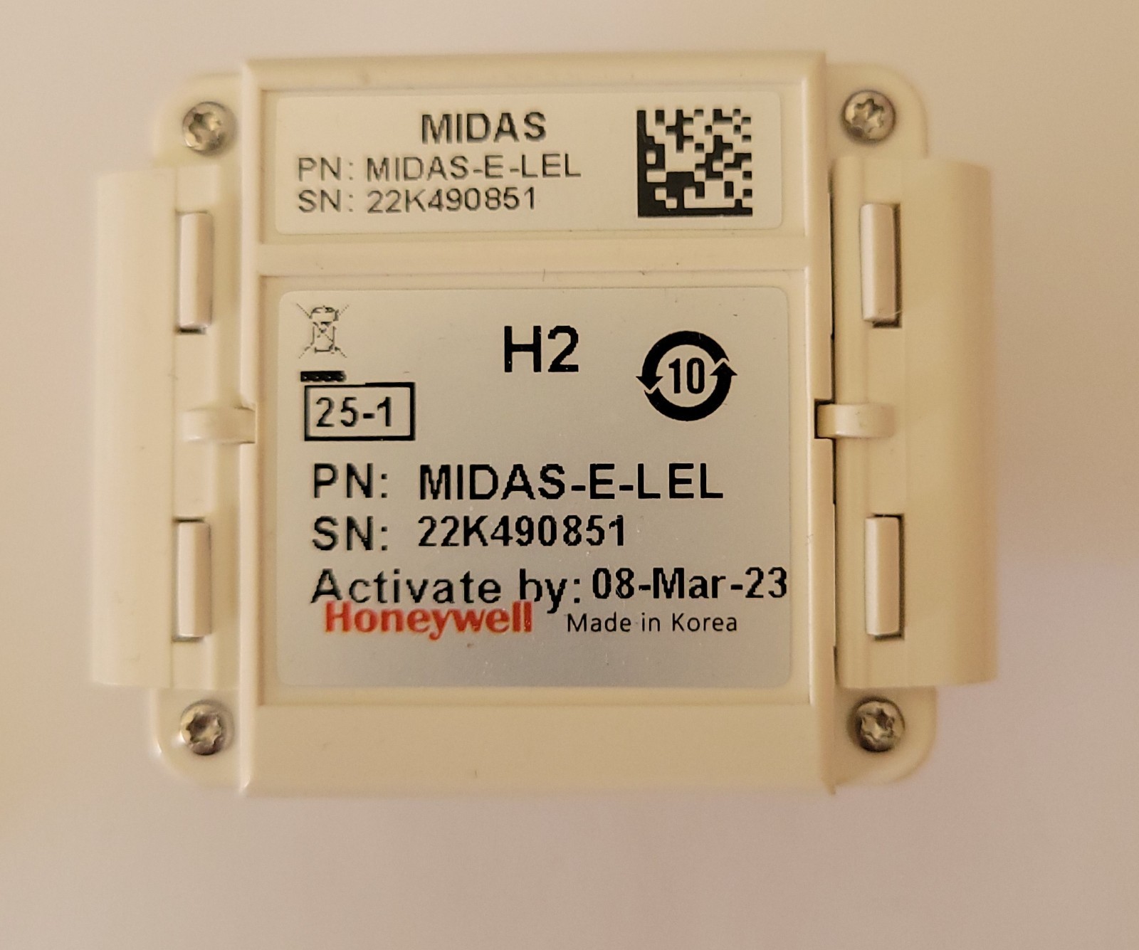 Honeywell MIDAS-E-LEL Gas Detector Sensor Cartridge Open box, 2 Years Remaining