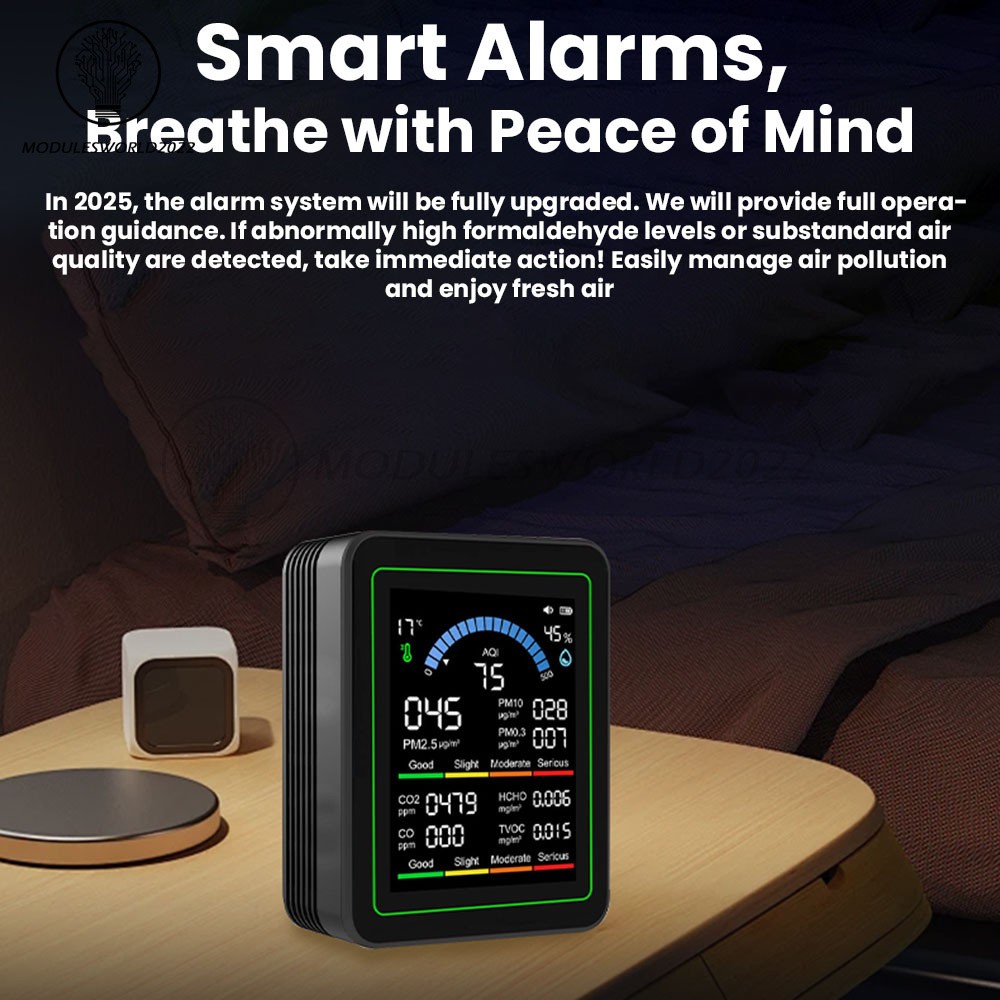 10-in-1 Air Quality Detector PM2.5 PM10 PM HCHO TVOC CO CO2 Formaldehyde Monitor